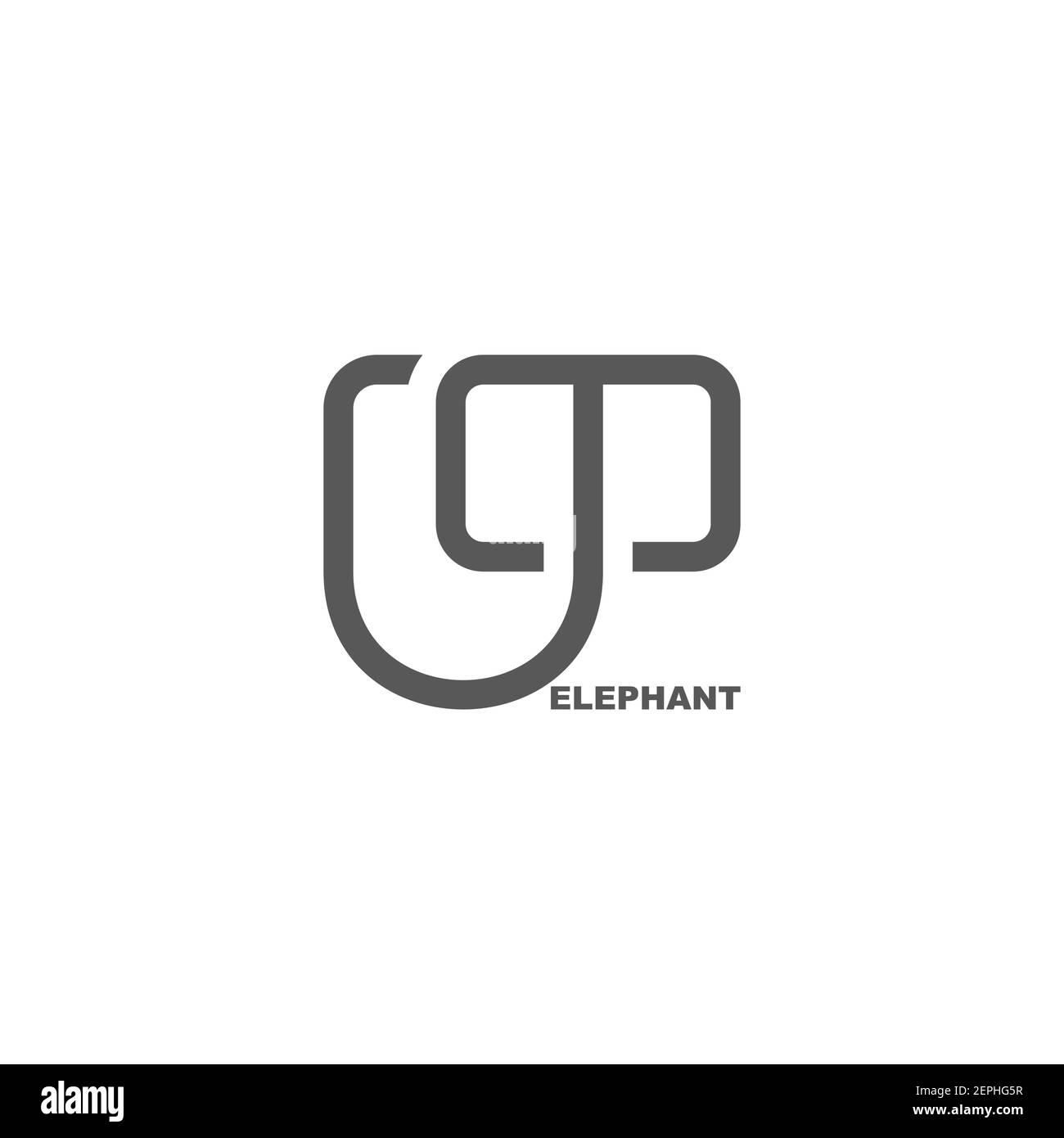 letter m simple abstract elephant shape symbol vector Stock Vector