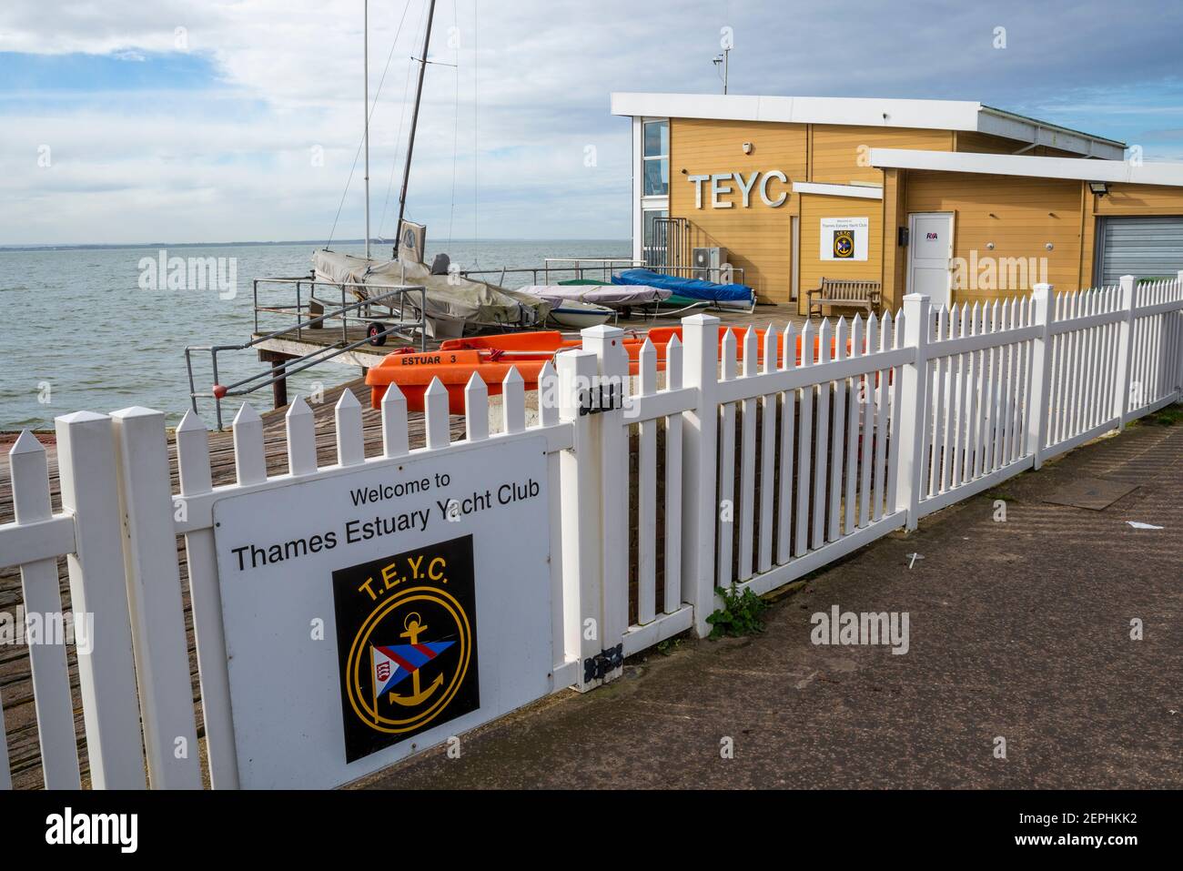 Thames Estuary Yacht Club vessel storage and clubhouse on the seafront on Western Esplanade, Southend on Sea, Essex, UK Stock Photo