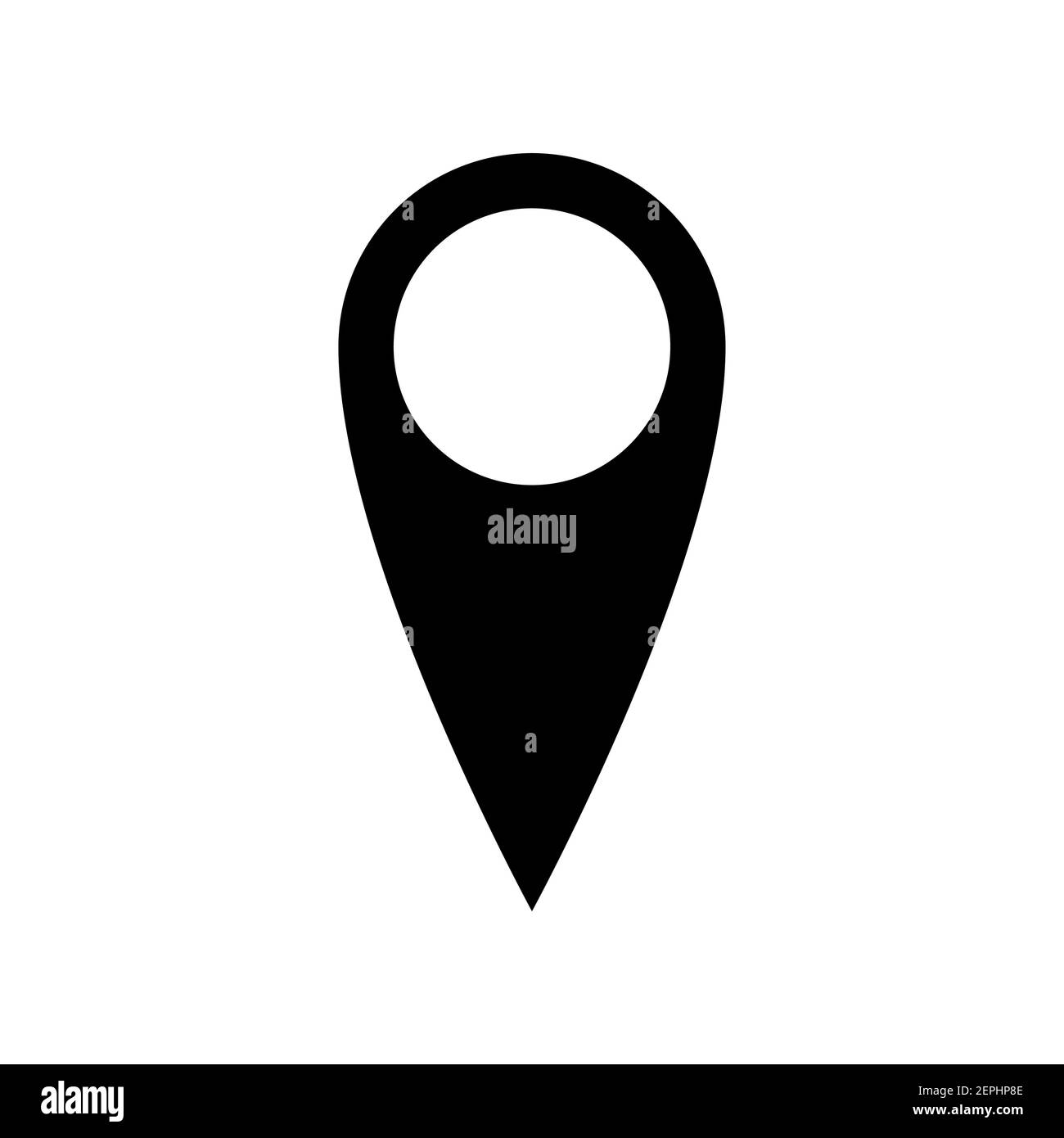 Location pin icon, map label mark, black simple location marker Stock