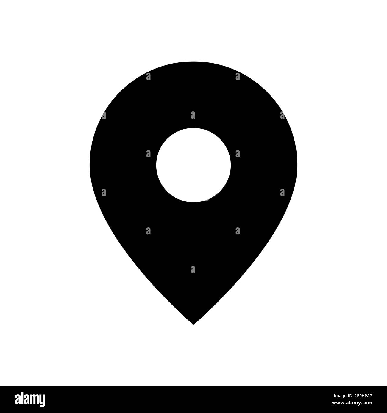 Map location icon. Long simple map mark, symbol pointer, black on white ...