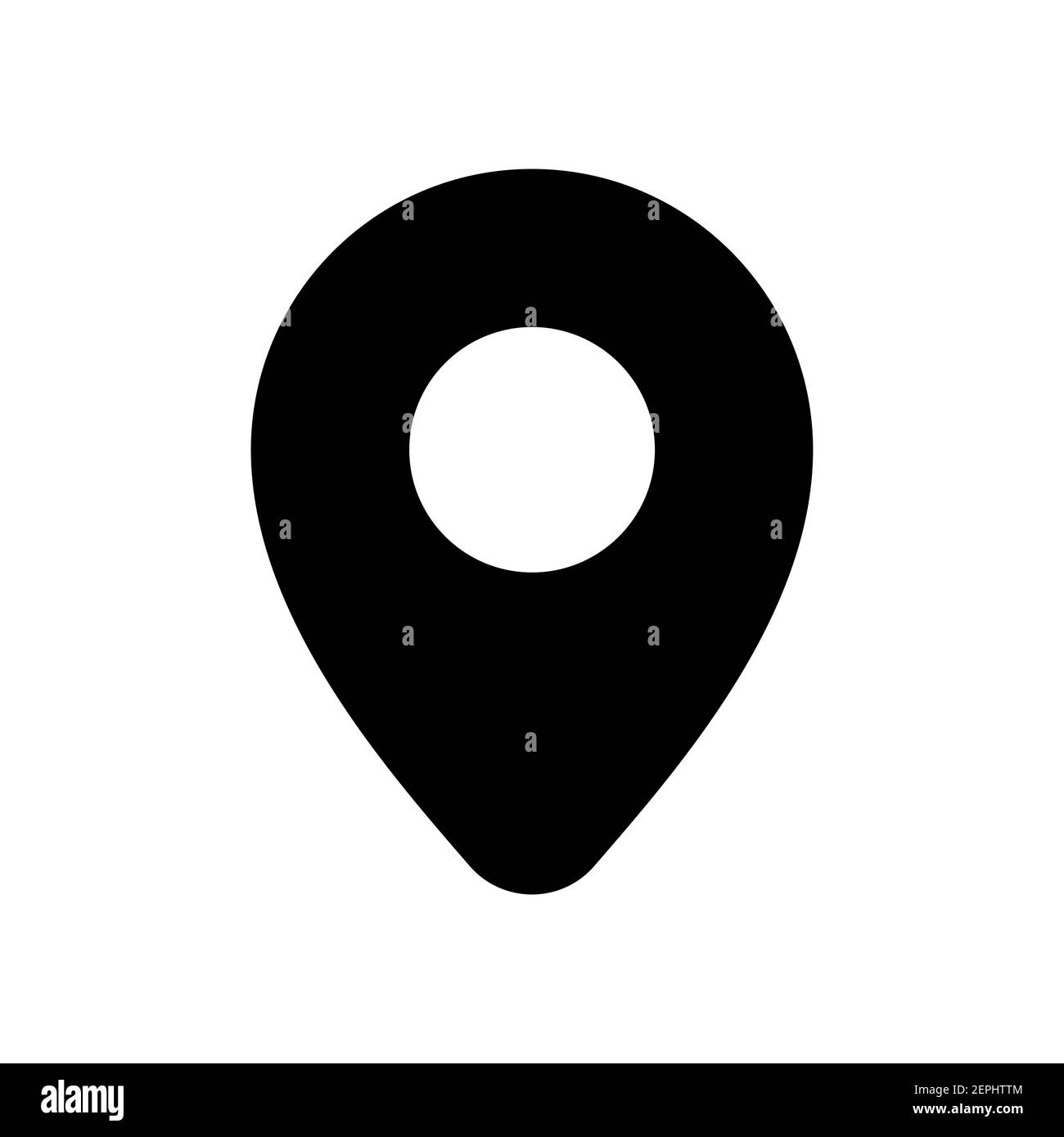 Map location icon. Long simple map mark, symbol pointer, black on white ...