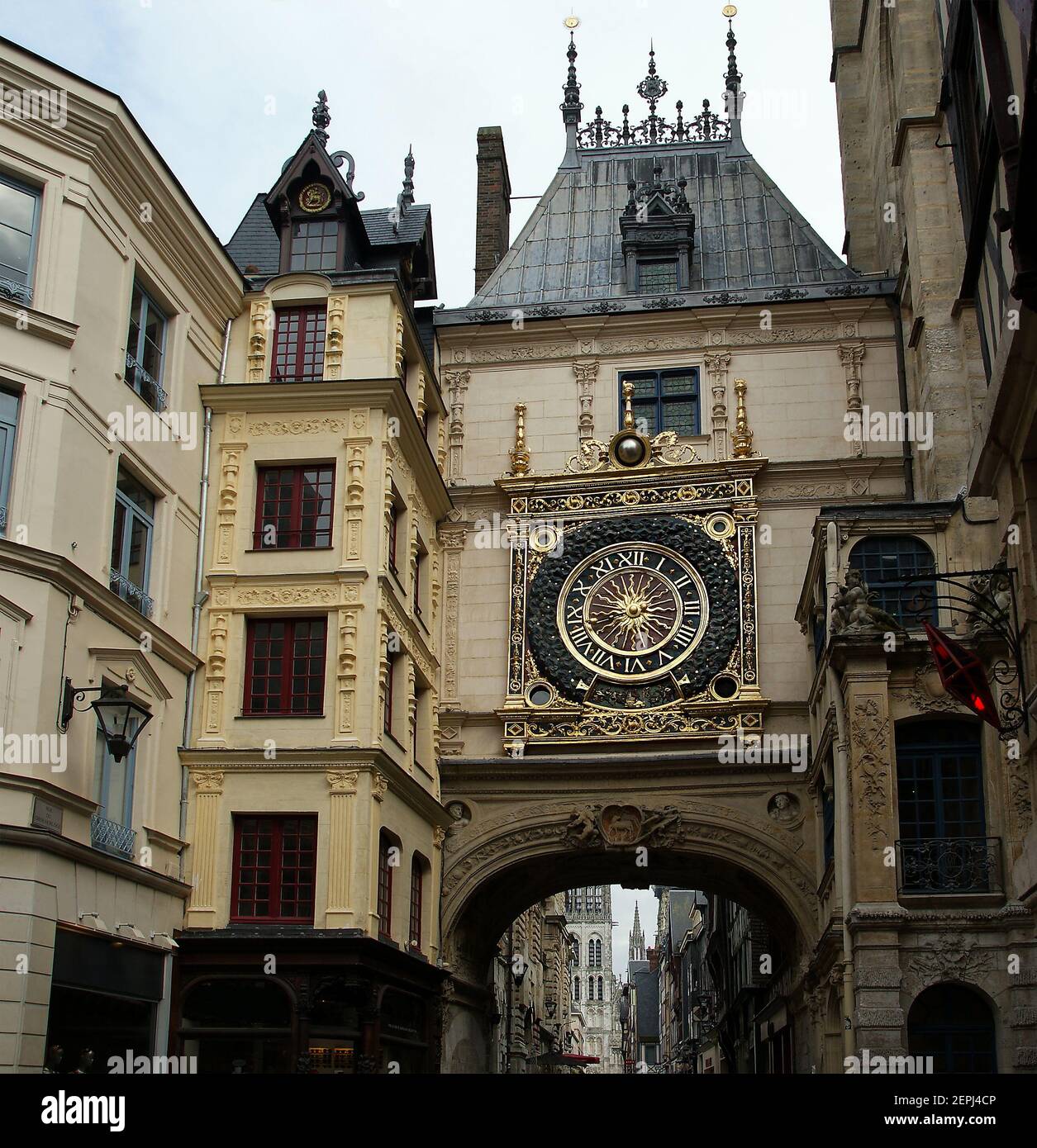 Clock in the Rue du Gros-Horloge, Rouen, Haute-Normandy, France Stock ...