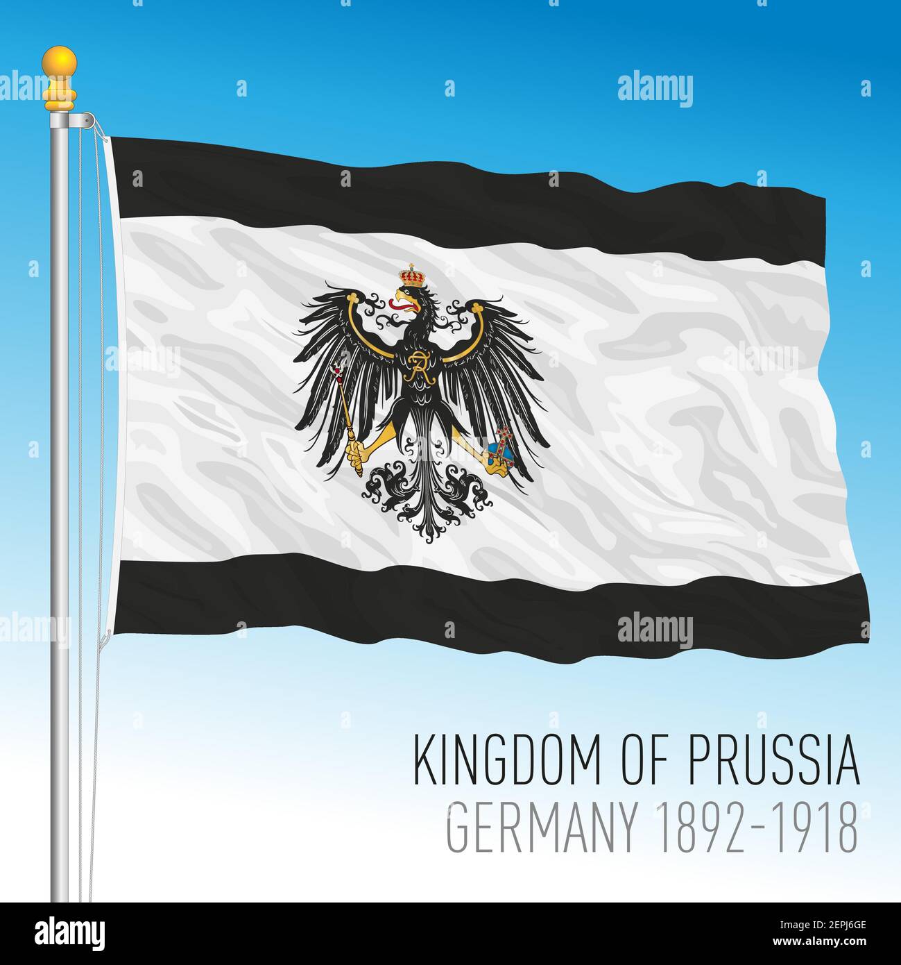 Kingdom of Prussia historical flag, 1892 - 1918, Germany, europe, vector illustration Stock Vector