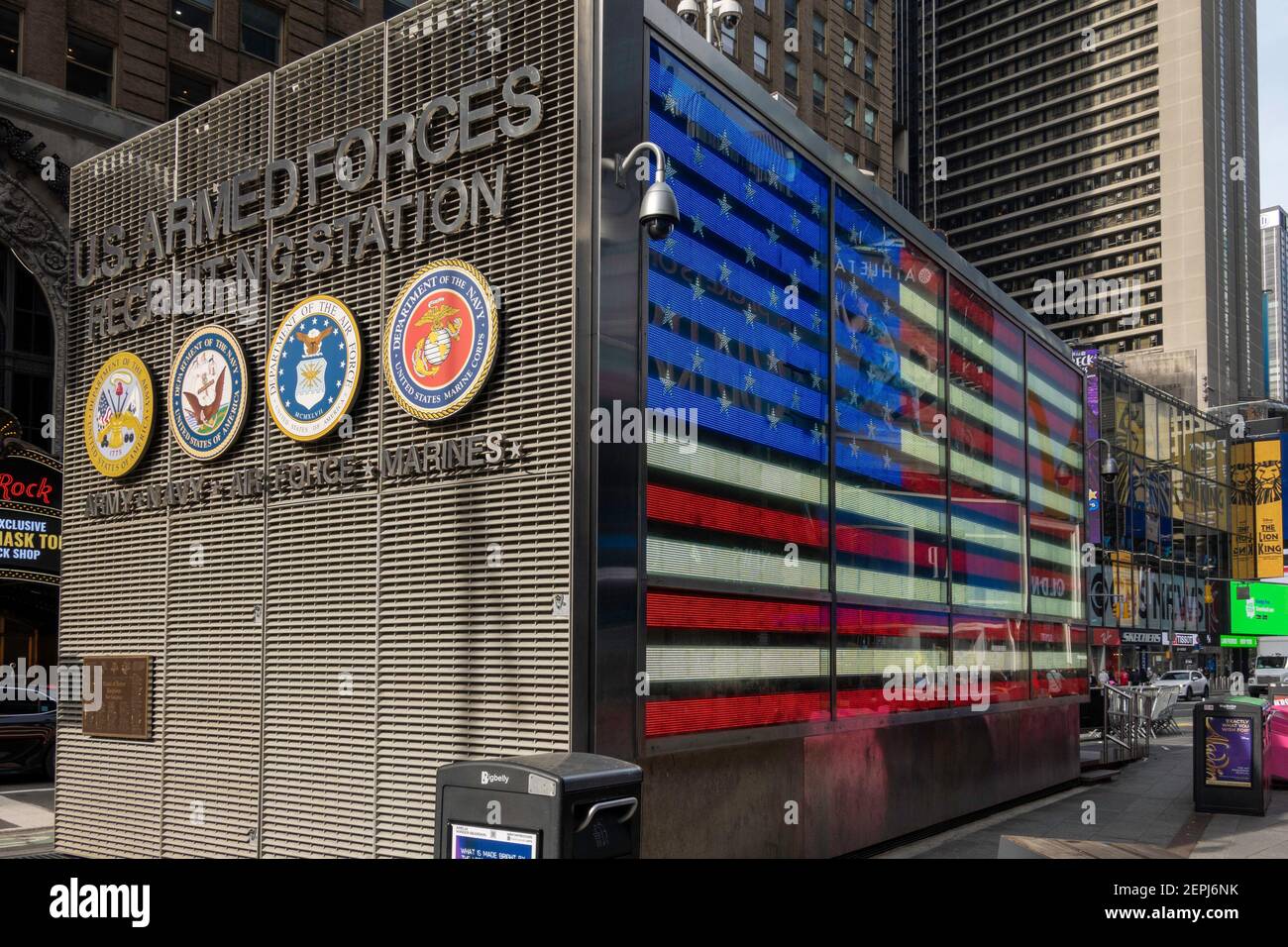 The Armed Forces Recruiting Station has been located in Times Square since 1946, New York City, USA Stock Photo