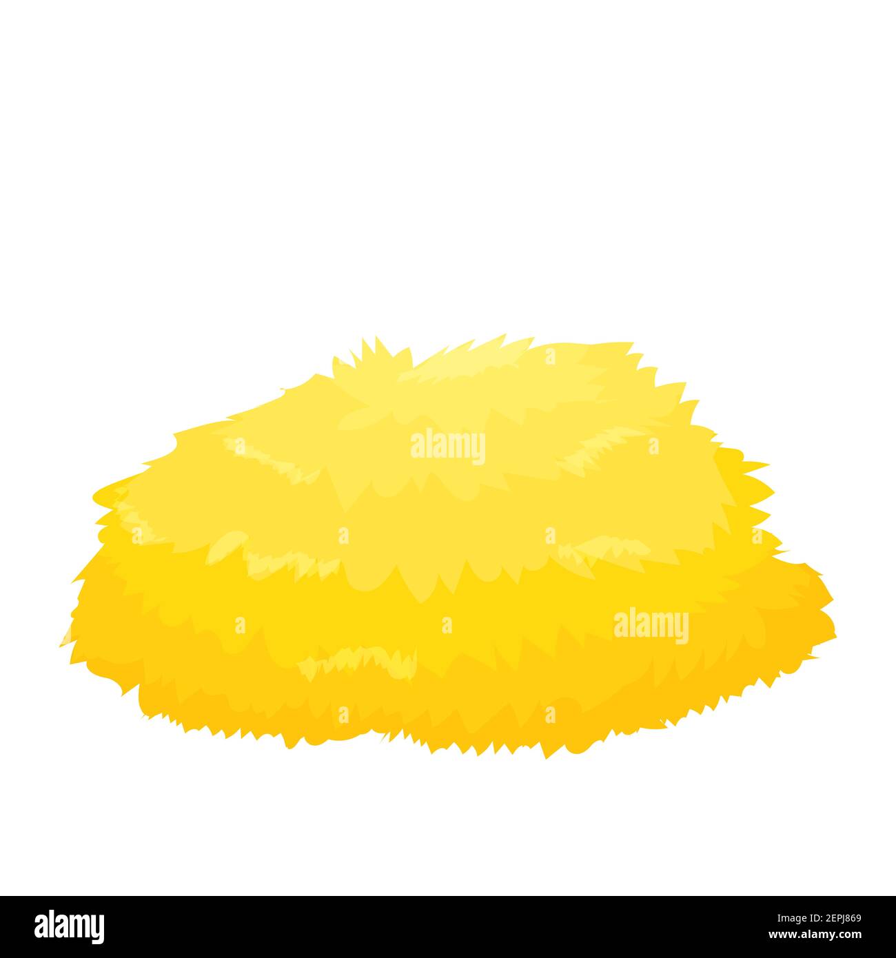 Bale of hay bright, yellow in cartoon style isolated on white background. Haystack, agricultural, harvest. Straw pile, rural stock vector illustration, farm decoration. . Vector illustration Stock Vector