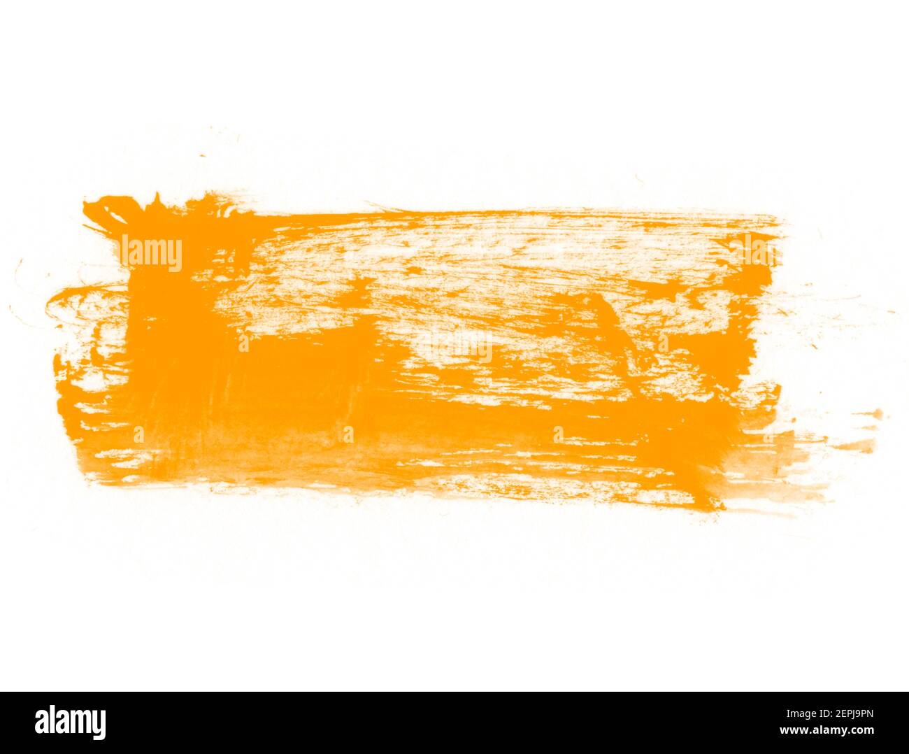 Yellow paint stroke brush isolated on white for painting Stock Photo
