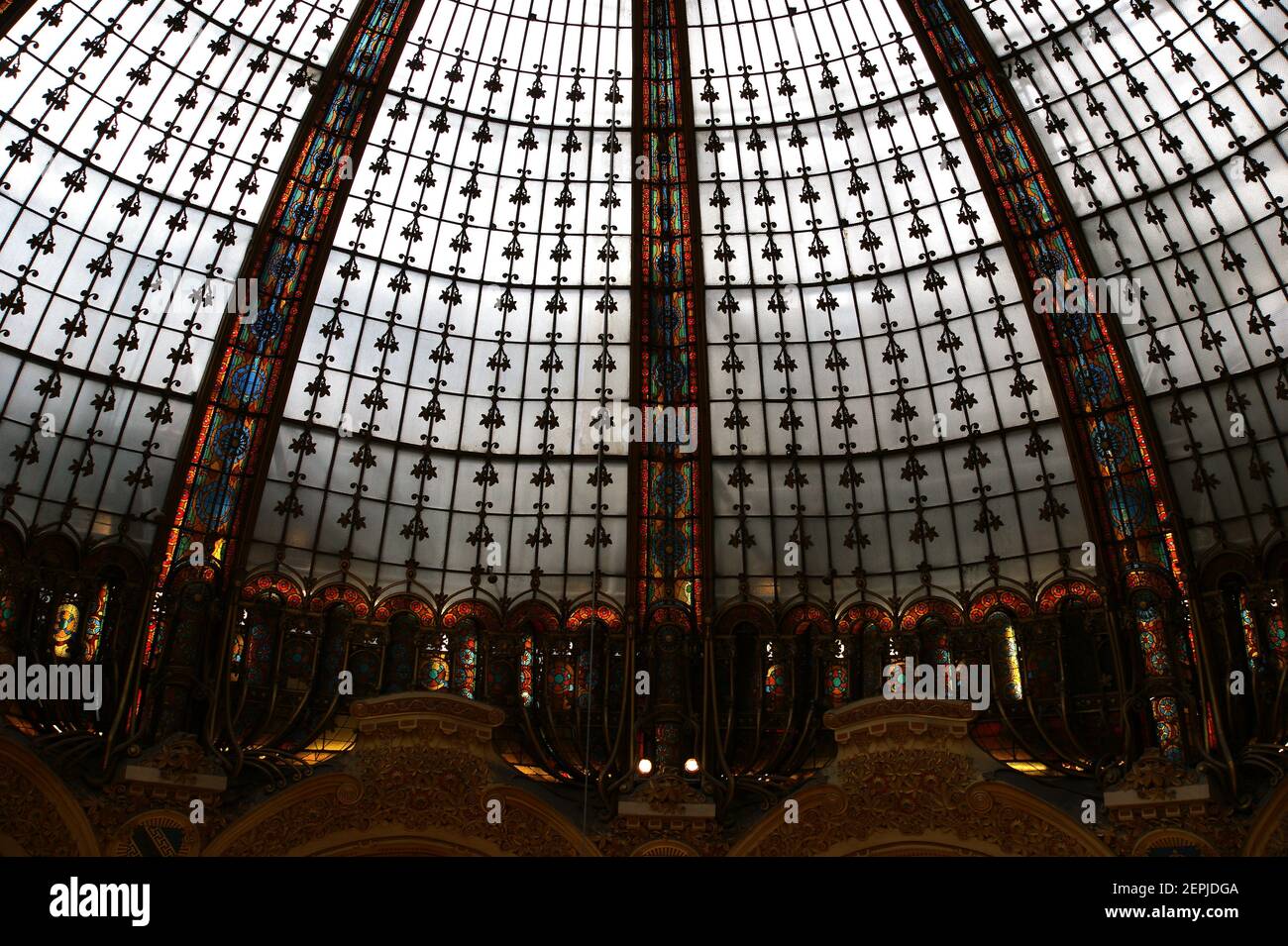 Ceiling of the Lafayette luxury shopping mall in Paris, France Stock Photo Alamy