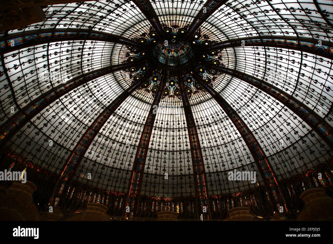 PARIS, FRANCE, MAY 09 Paris, France, MAY 09, 2012. Ceiling of the Lafayette luxury shopping