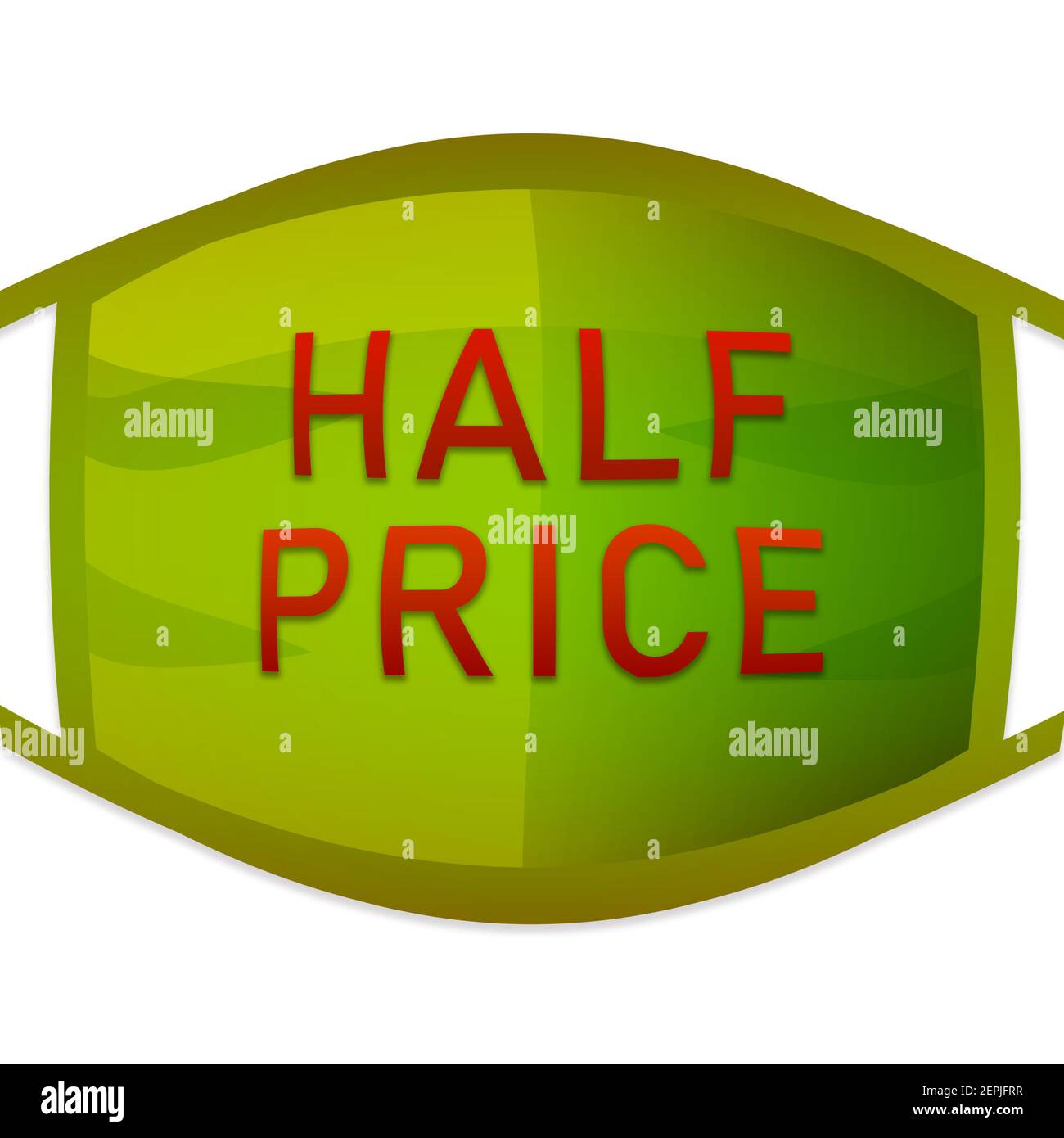 Half price label - protective mask Stock Photo
