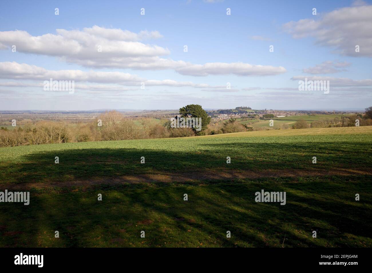 View of Oxfordshire countryside with the town of Faringdon in the background. England Stock Photo