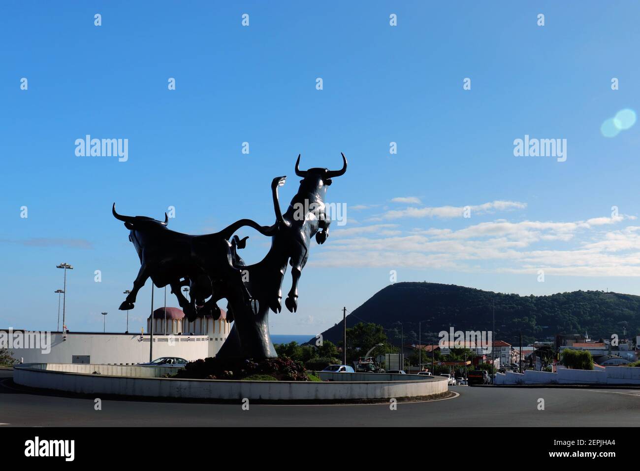 statue of bulls Angra do Heroísmo Stock Photo