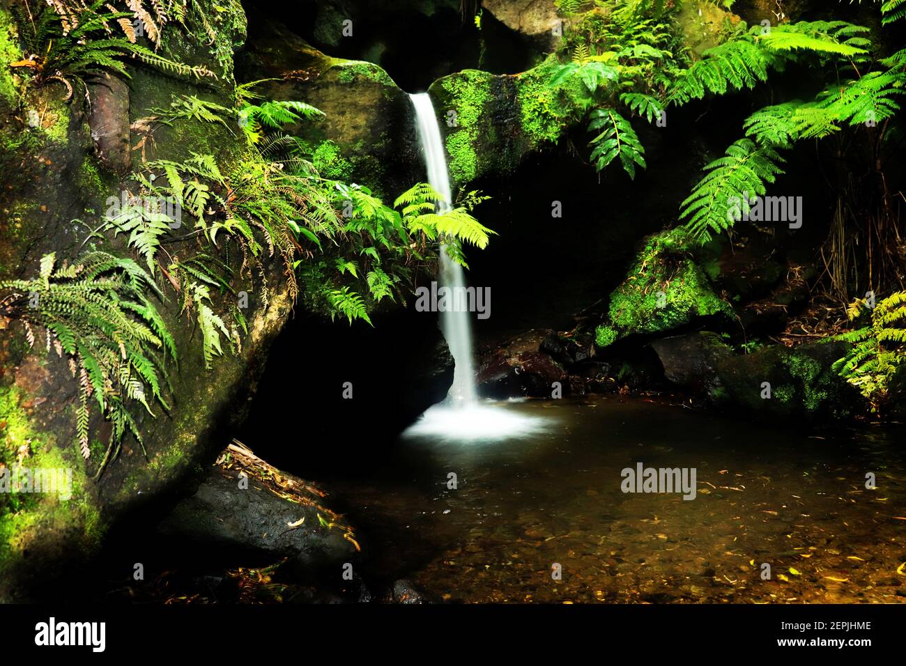 Waterfalls discovery in Azores, Terceira Stock Photo