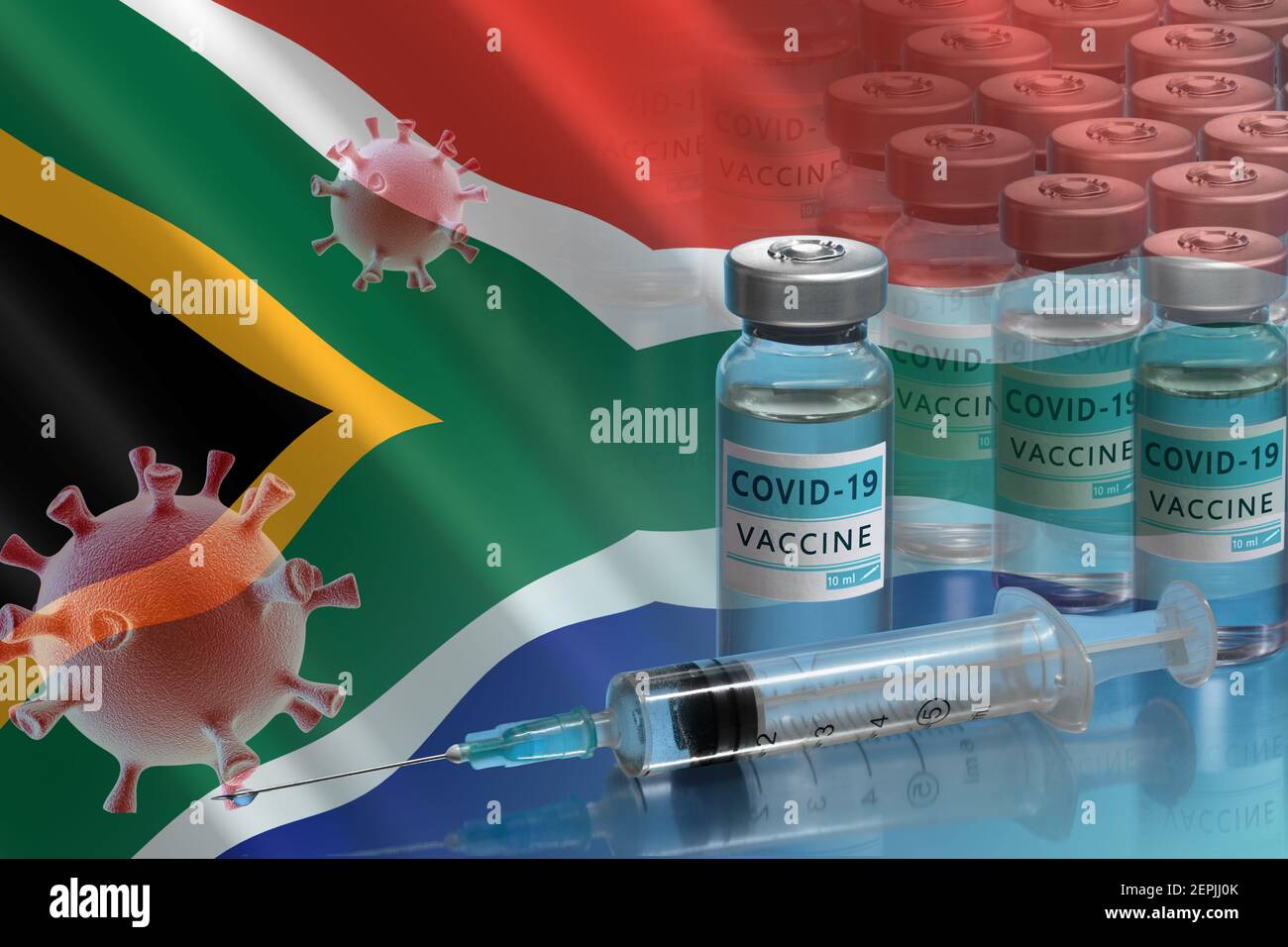 Vaccination campaign in South Africa. The fight against coronavirus in the World Stock Photo