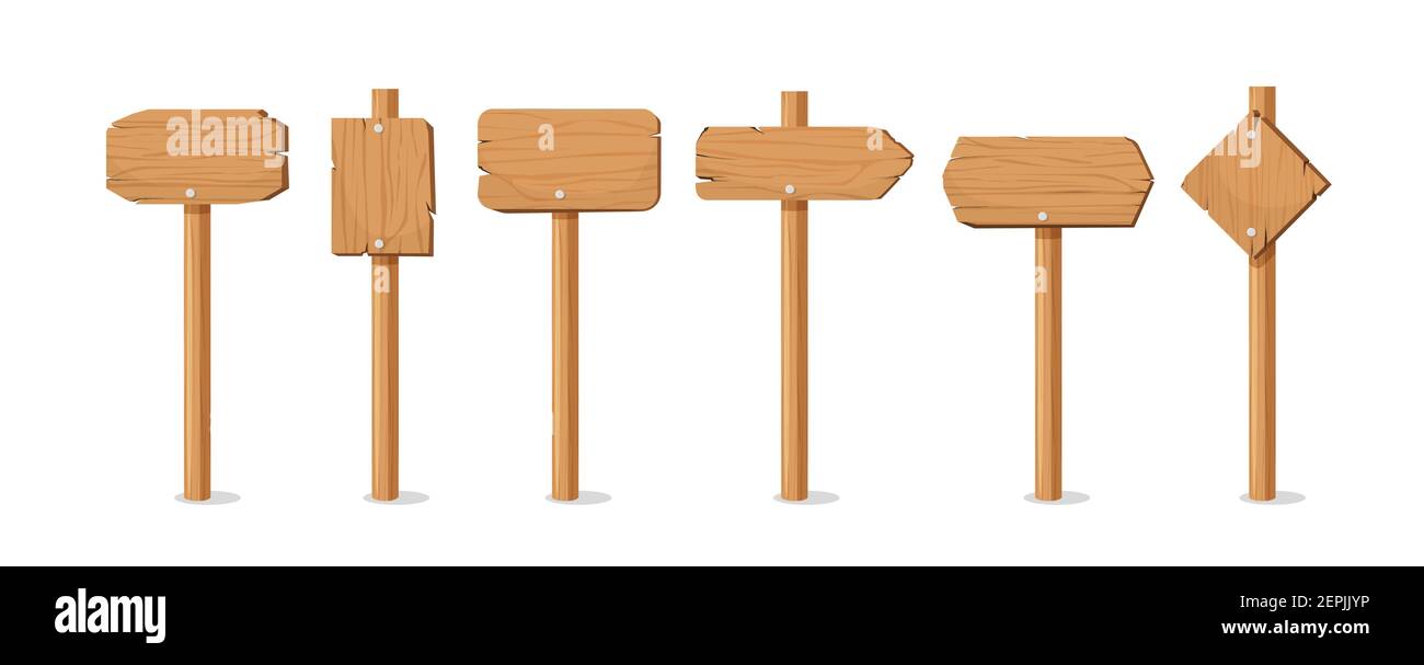Wooden retro pointers banners. Old blank billboards on stick for ...