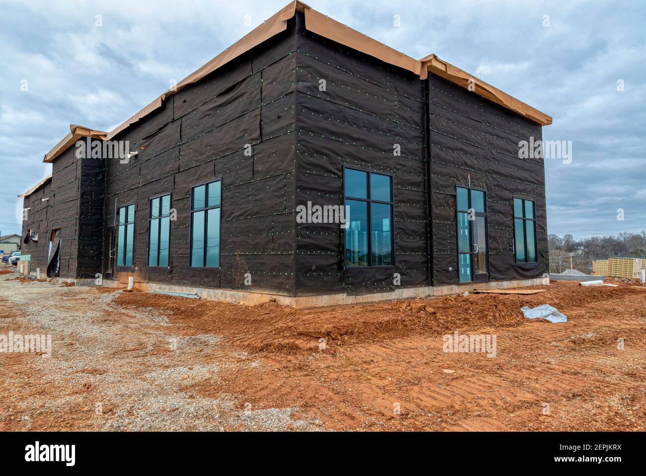 Horizontal shot of a Tennessee fast food restaurant under construction