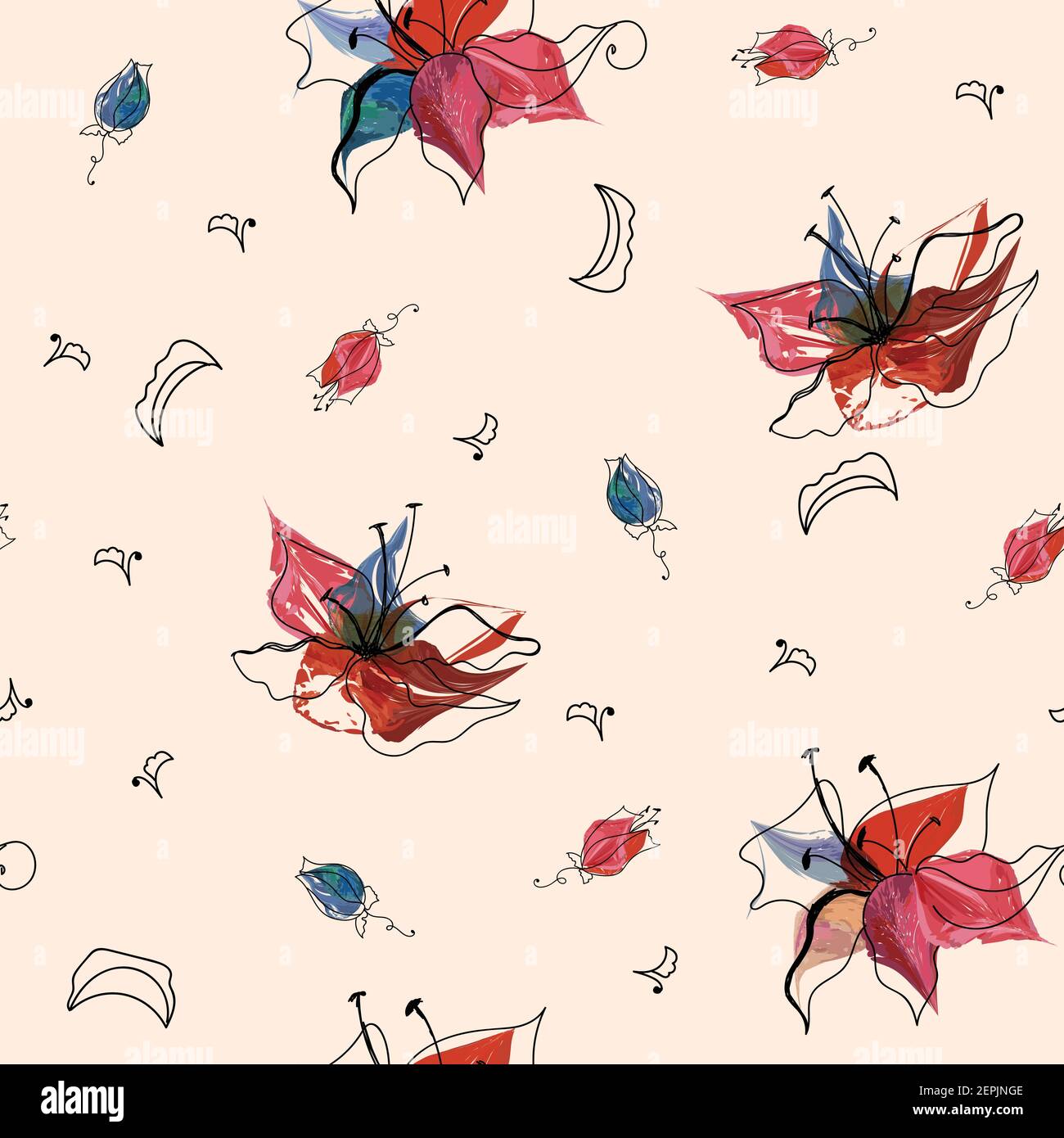 Abstract water colour flowers seamless pattern Stock Vector