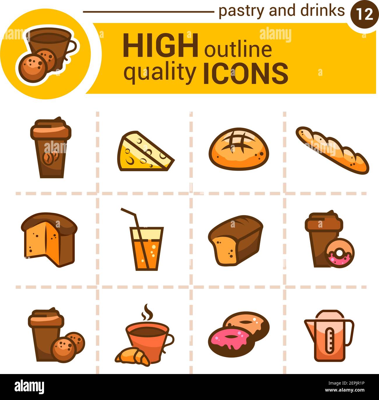 Icons of various drinks icon hi-res stock photography and images - Alamy