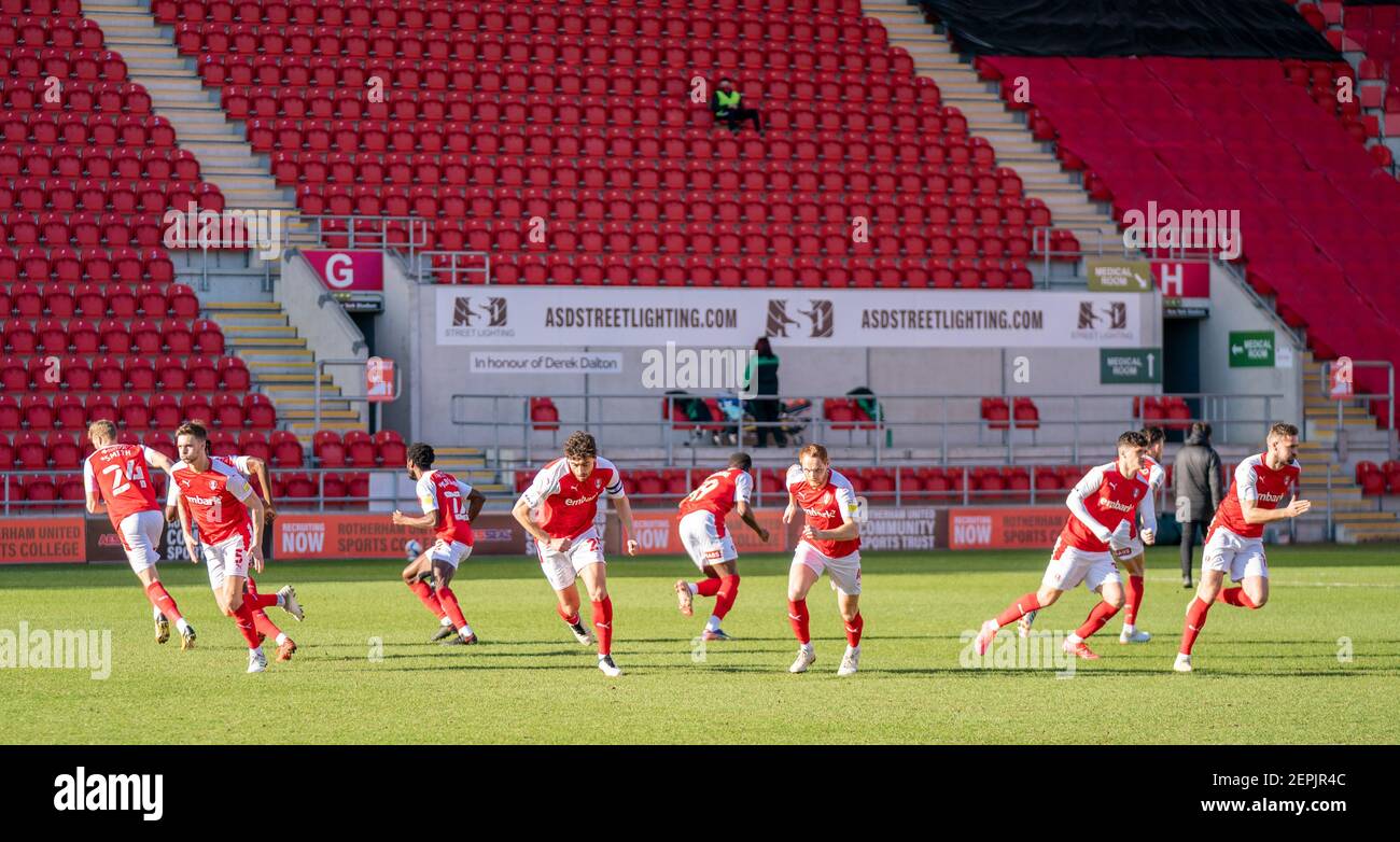 Rotherham, Yorkshire, UK. 27th February 2021; AESSEAL New York Stadium