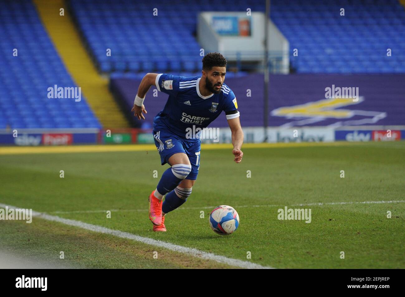 Ipswich, UK. 27th February 2021Ipswichs Keanan Bennetts during the Sky Bet League 1 match between Ipswich Town and Doncaster Rovers at Portman Road, Ipswich on Saturday 27th February 2021. (Credit: Ben Pooley | MI News) Credit: MI News & Sport /Alamy Live News Stock Photo