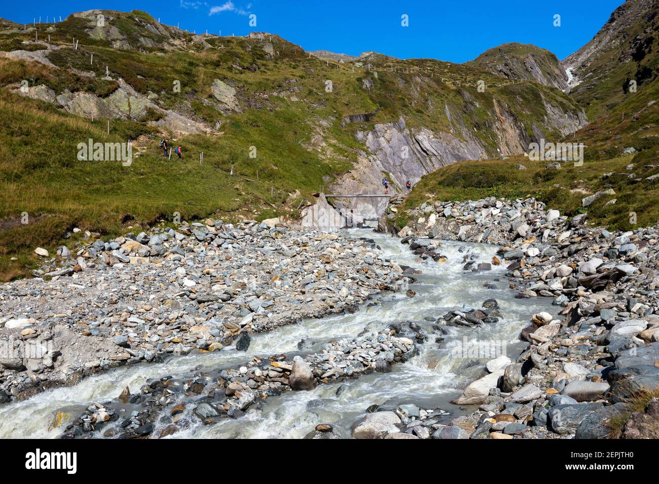Alpine torrent. Dorfer valley. Venediger group. Virgental. Austrian Alps. Europe Stock Photo