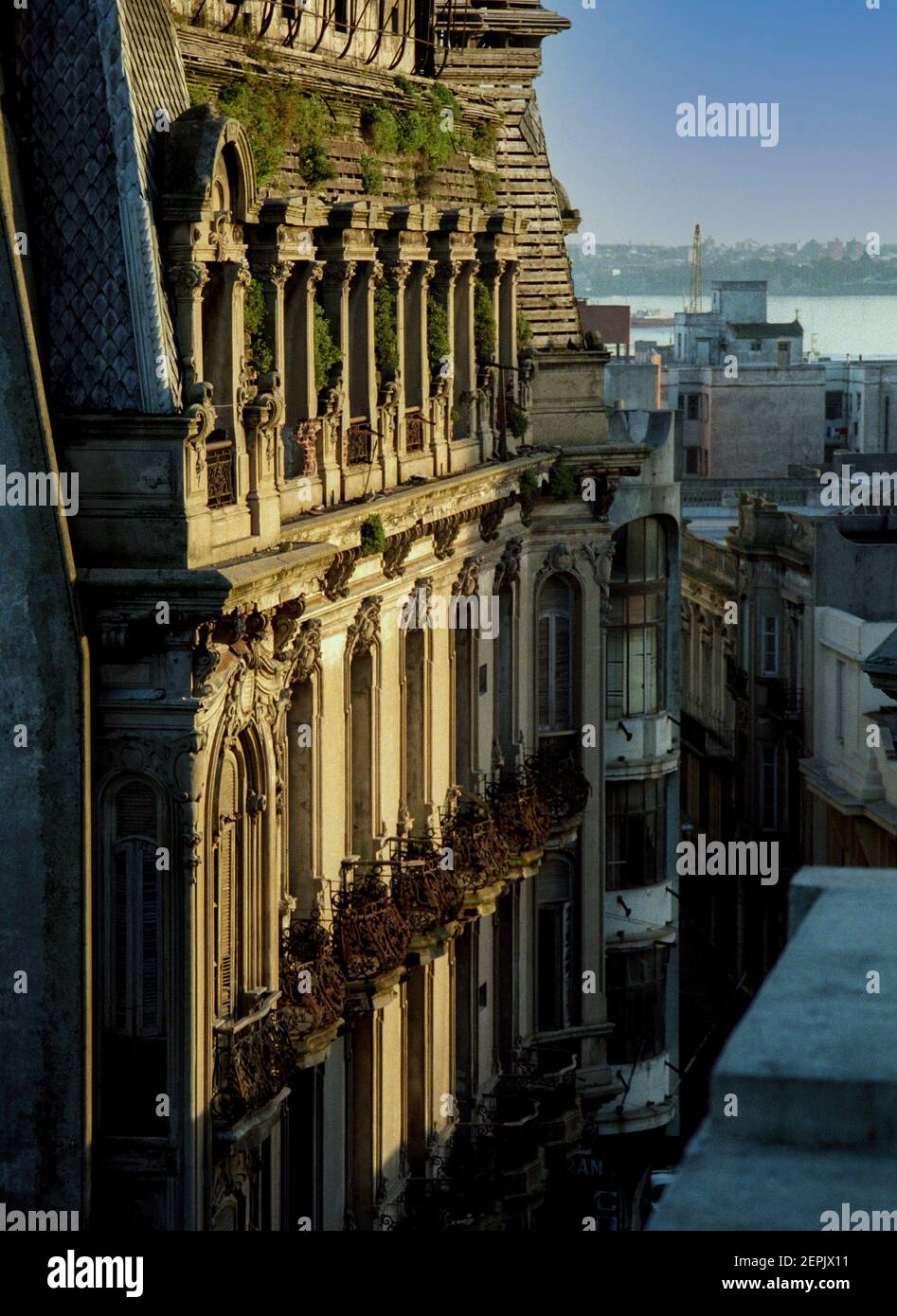 View from the window of a room in El Palacio hotel in Montevideo, Uruguay. Stock Photo