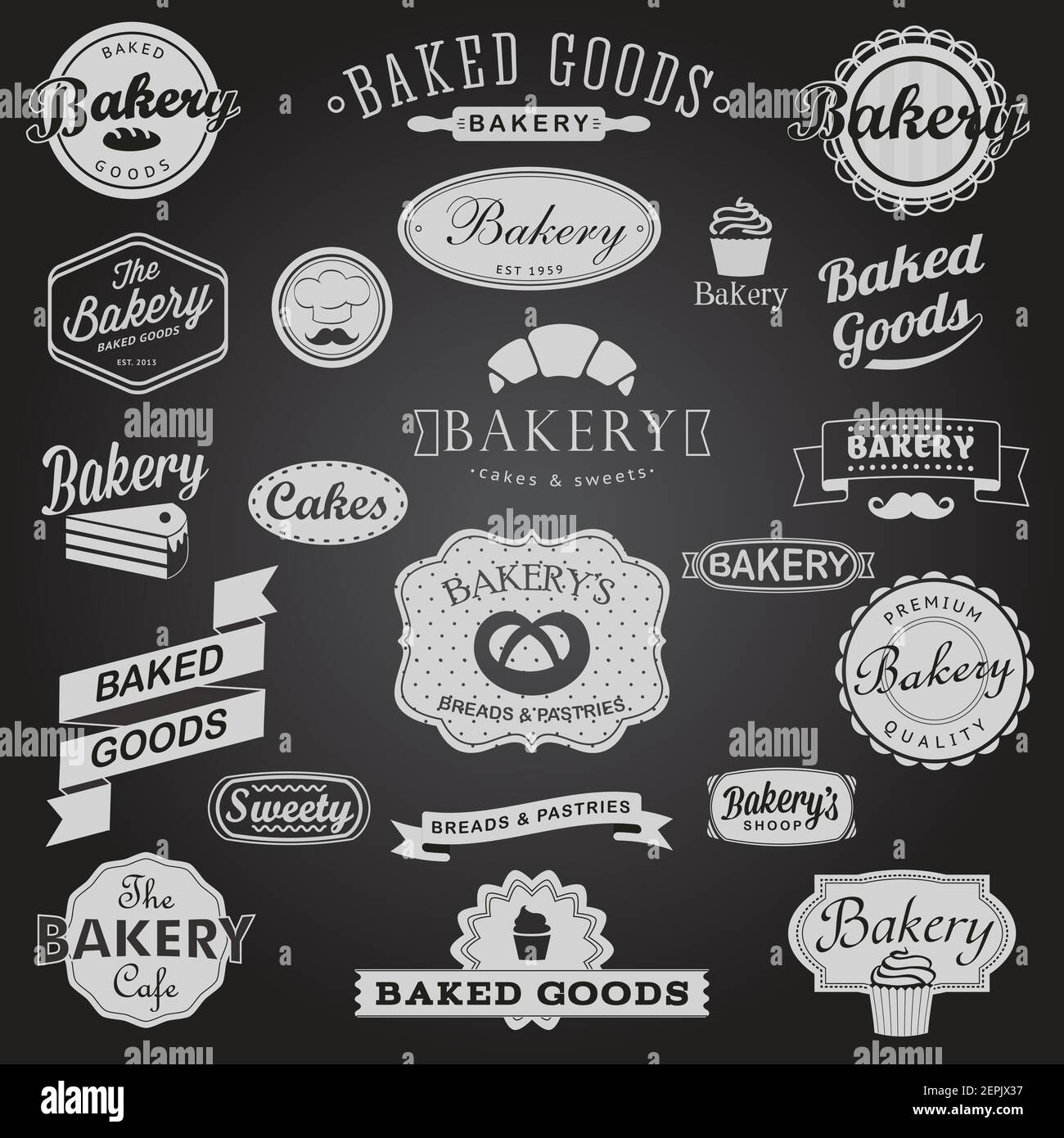 Set of vintage bakery badges and labels Stock Vector