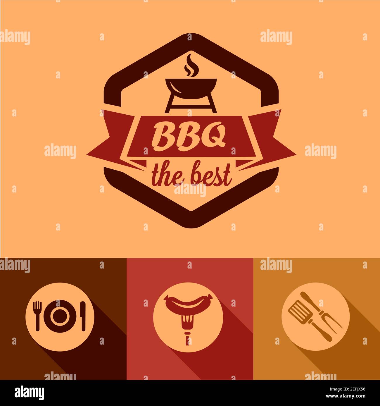 Illustration of BBQ Design Elements in Flat Design Style Stock Vector ...