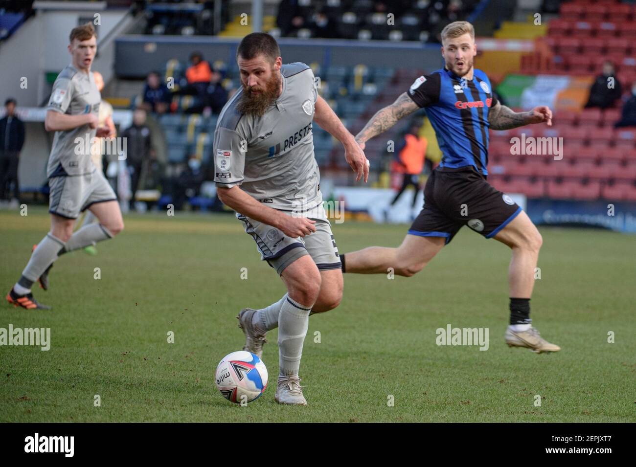 ROCHDALE, ENGLAND. FEB 27TH Michael Bostwick of Burton Albion during the  Sky Bet League 1 match between Rochdale and Burton Albion at Spotland  Stadium, Rochdale on Saturday 27th February 2021. (Credit: Ian