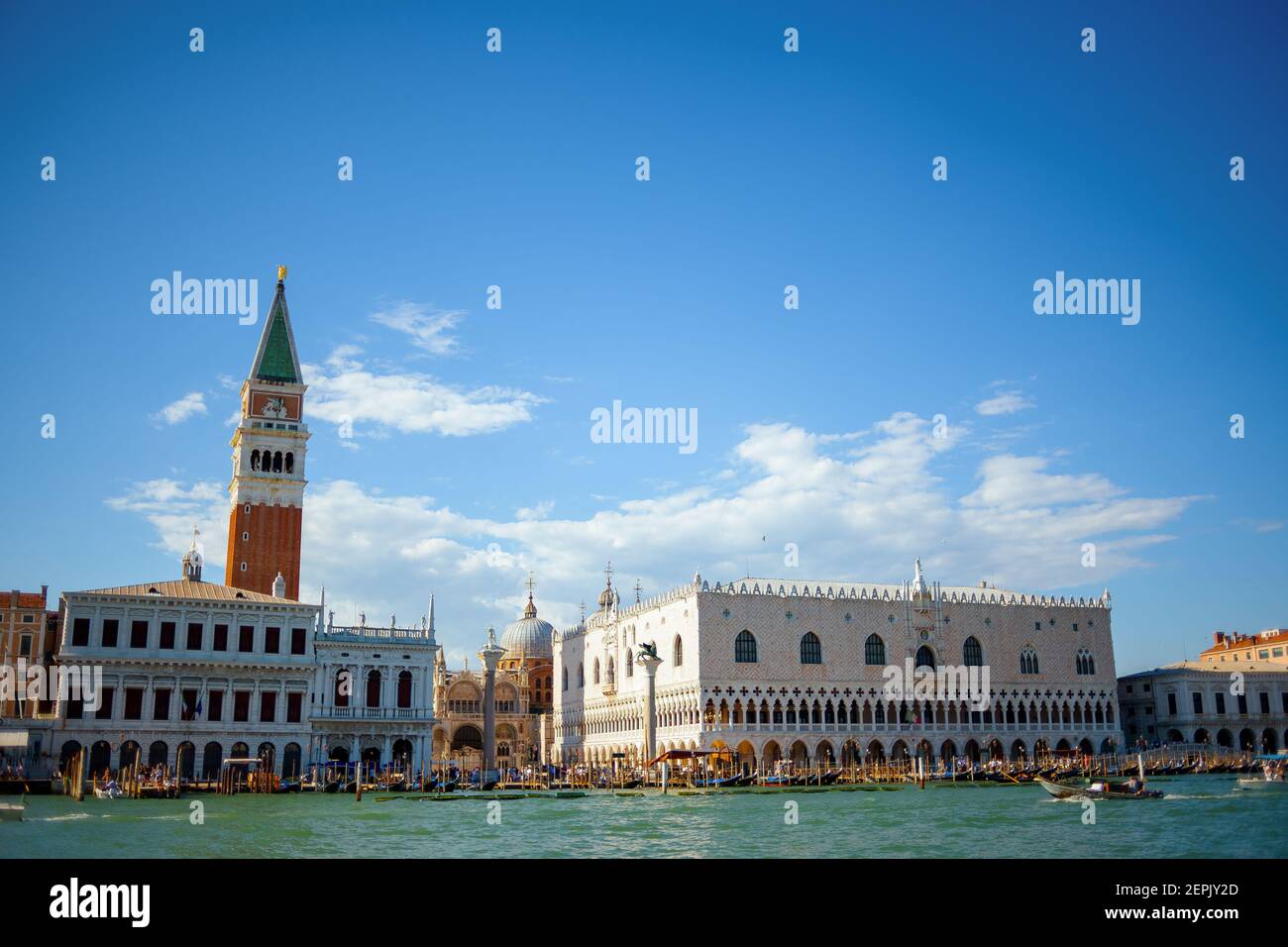 landscape with saint marks campanile, doges palace and grand canal in Venice, Italy. Stock Photo