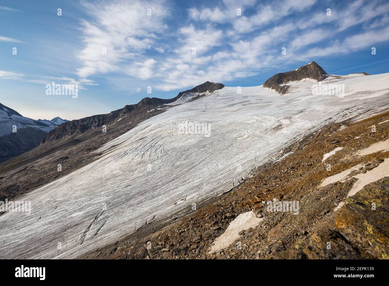Rainer Kees glacier. Dorfer valley. Venediger group. Virgental. Austrian Alps. Europe Stock Photo