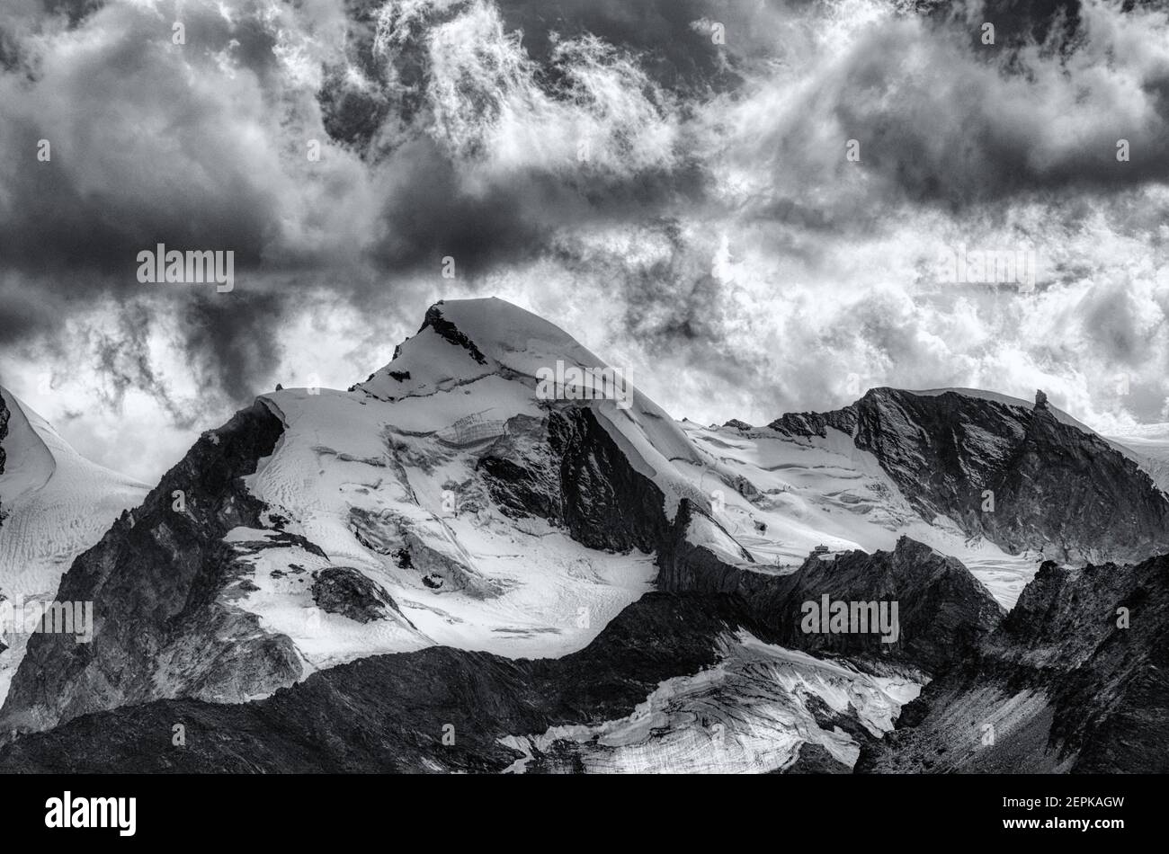 The Allalinhorn in the Swiss Alps, Switzerland Stock Photo