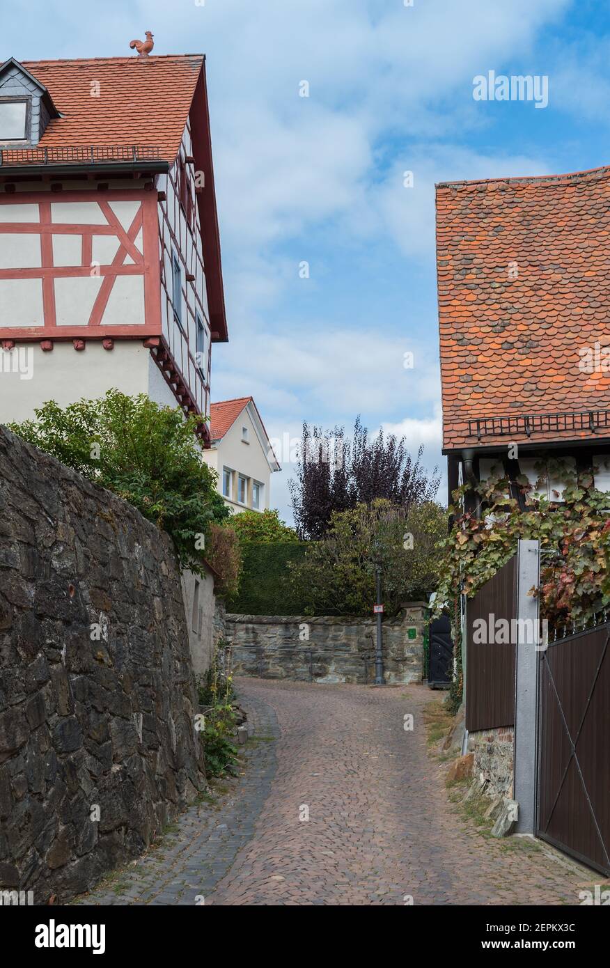 small street in the old town of Kronberg im Taunus, Hesse, Germany Stock Photo