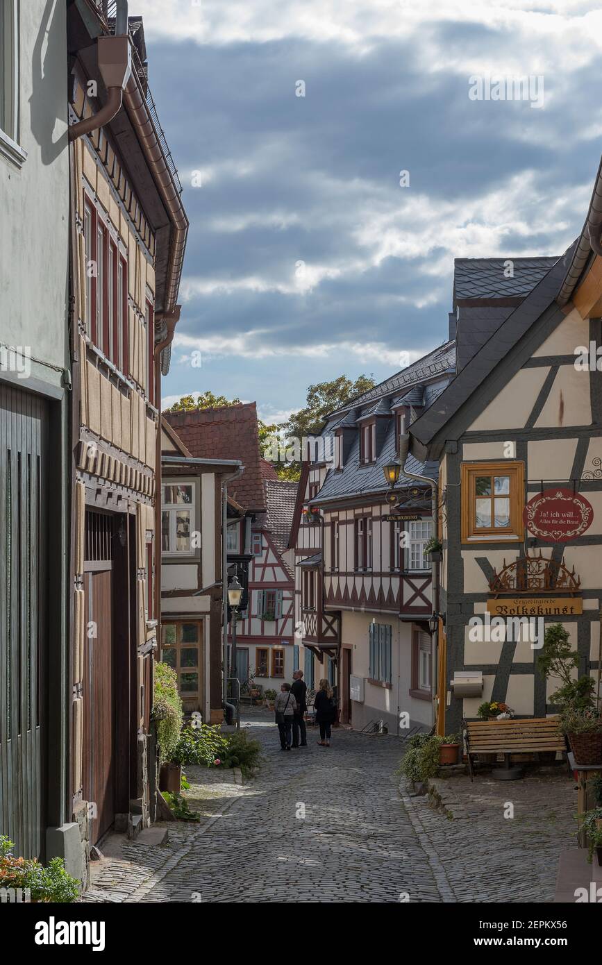 small street in the old town of Kronberg im Taunus, Hesse, Germany Stock Photo