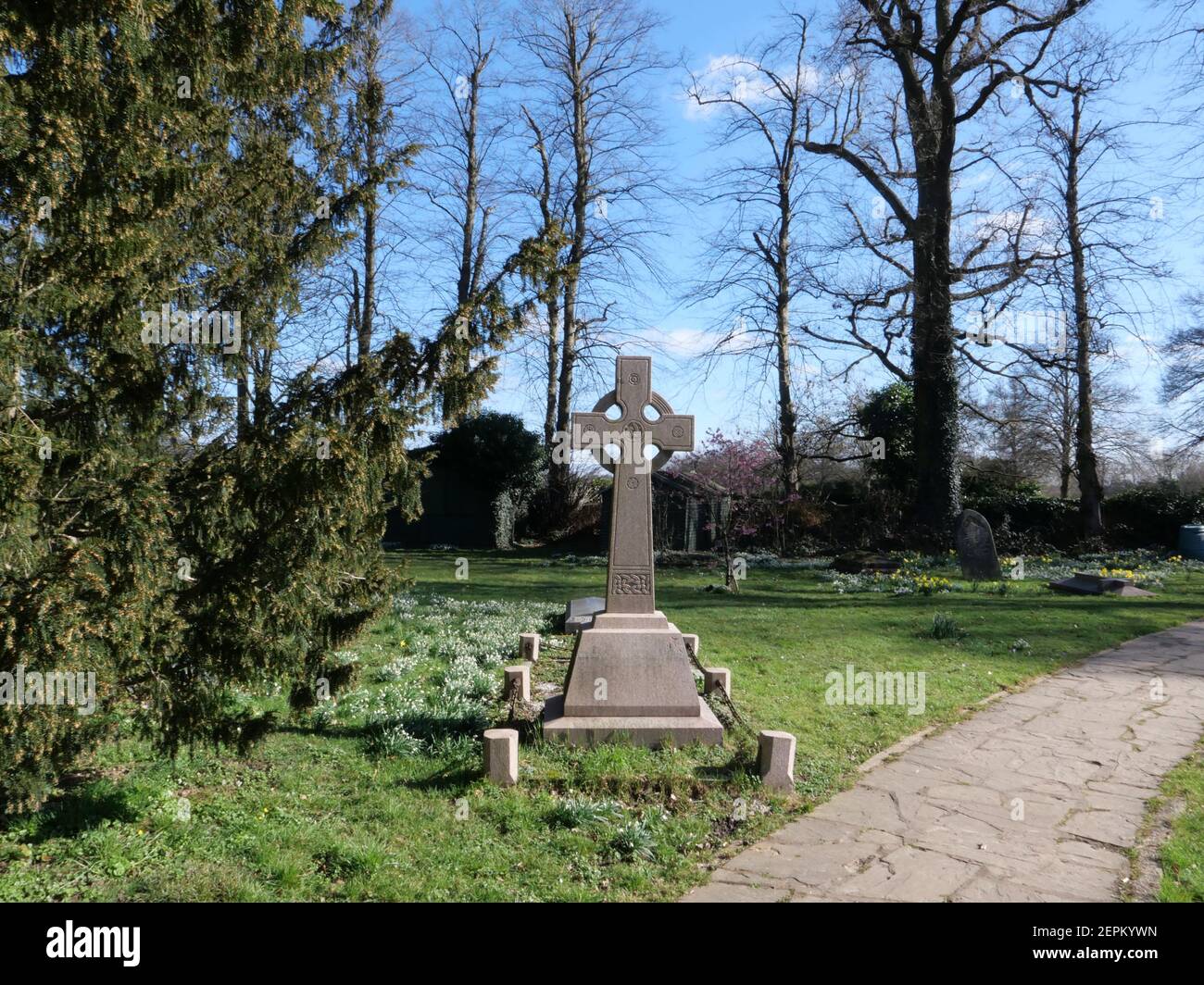 There was a church here in 1086 when the Domesday survey was made but nothing is known about it. In 1141 Alice, widow of Aubrey de Vere who was killed in a riot in London, sought refuge in the Augustinian priory of St Osyth near Clacton, where her son William was a canon. In gratitude to the prior for providing her with sanctuary she gave it land at Denham which she had inherited as a portion of her marriage dowry. From this time until the dissolution of the priory by Henry VIII in 1539, Denham church belonged to St Osyth’s and was served by a chaplain from there. Stock Photo