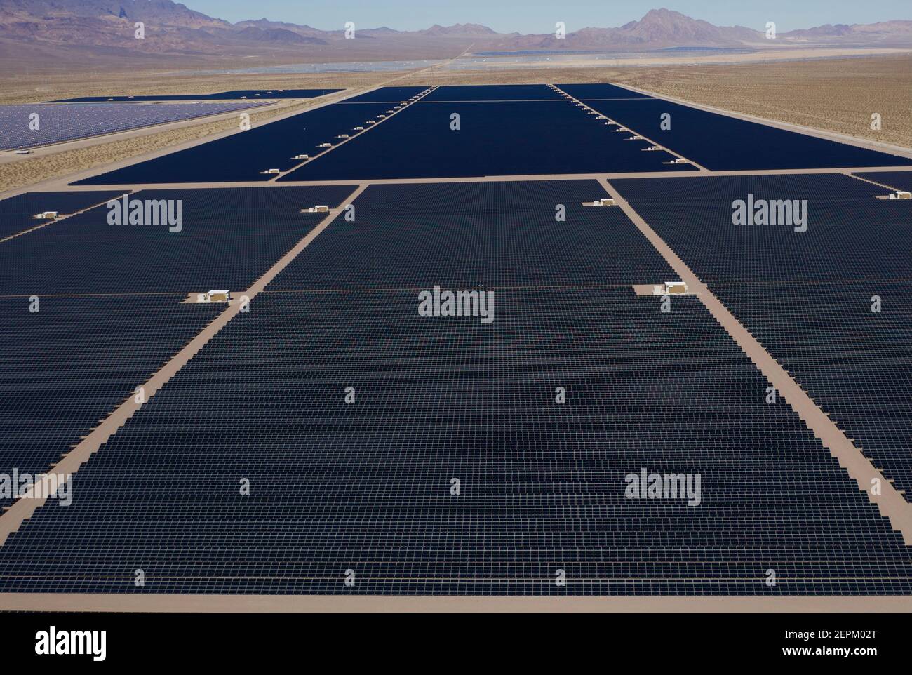 Solar Fields/Farms Southern Nevada with wide perspective views Stock Photo