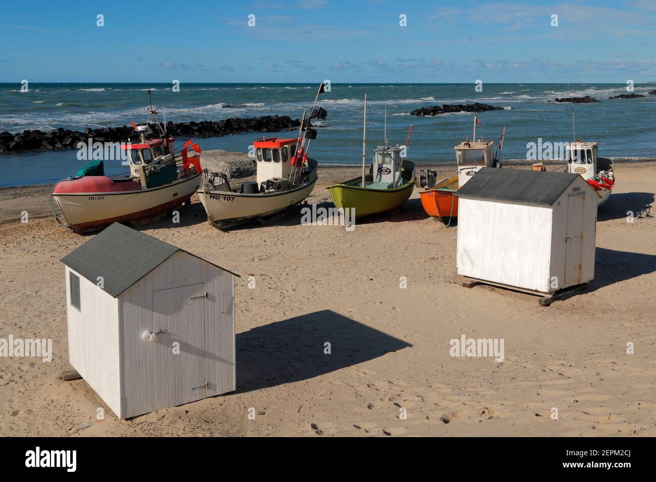 fishing boats on beach in Lønstrup, Denmark Stock Photo Alamy