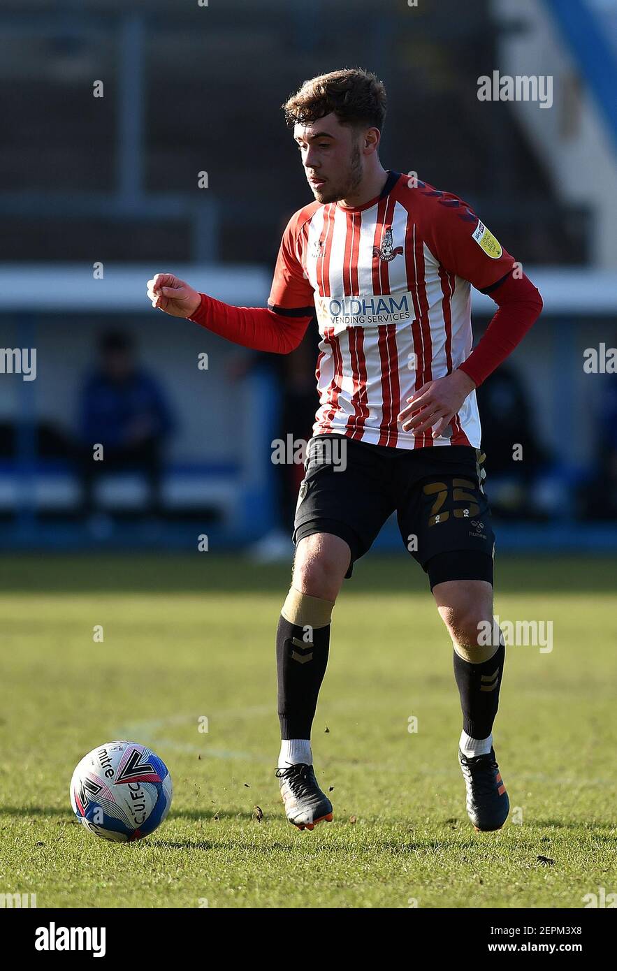 CARLISLE, ENGLAND. FEB 2TH Stock action picture of Oldham Athletic's Alfie McCalmont during the Sky Bet League 2 match between Carlisle United and Oldham Athletic at Brunton Park, Carlisle on Saturday 27th February 2021. (Credit: Eddie Garvey | MI News) Credit: MI News & Sport /Alamy Live News Stock Photo