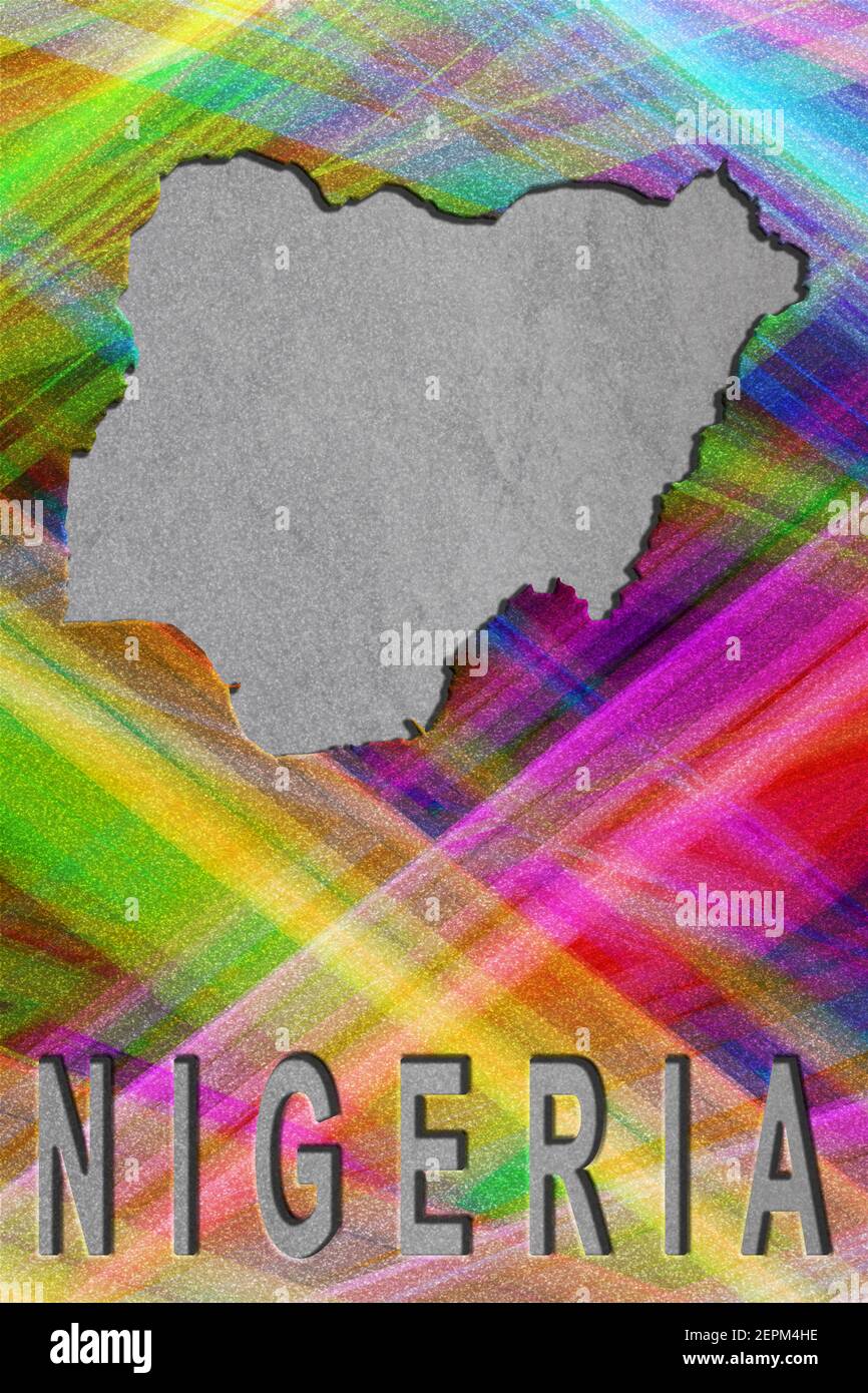Map of Nigeria, colorful background, copy space Stock Photo Alamy