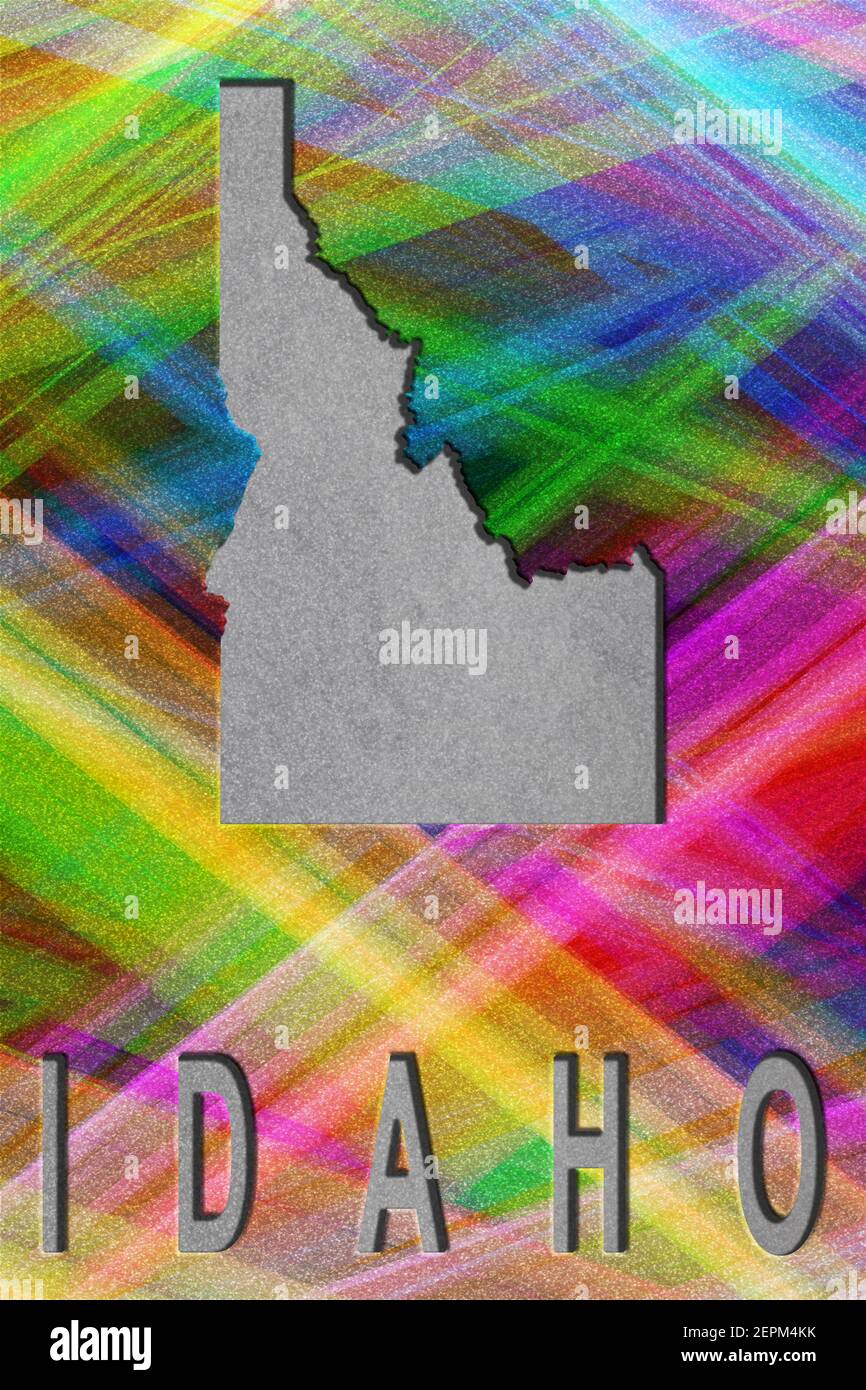 Map of Idaho, colorful background, copy space Stock Photo