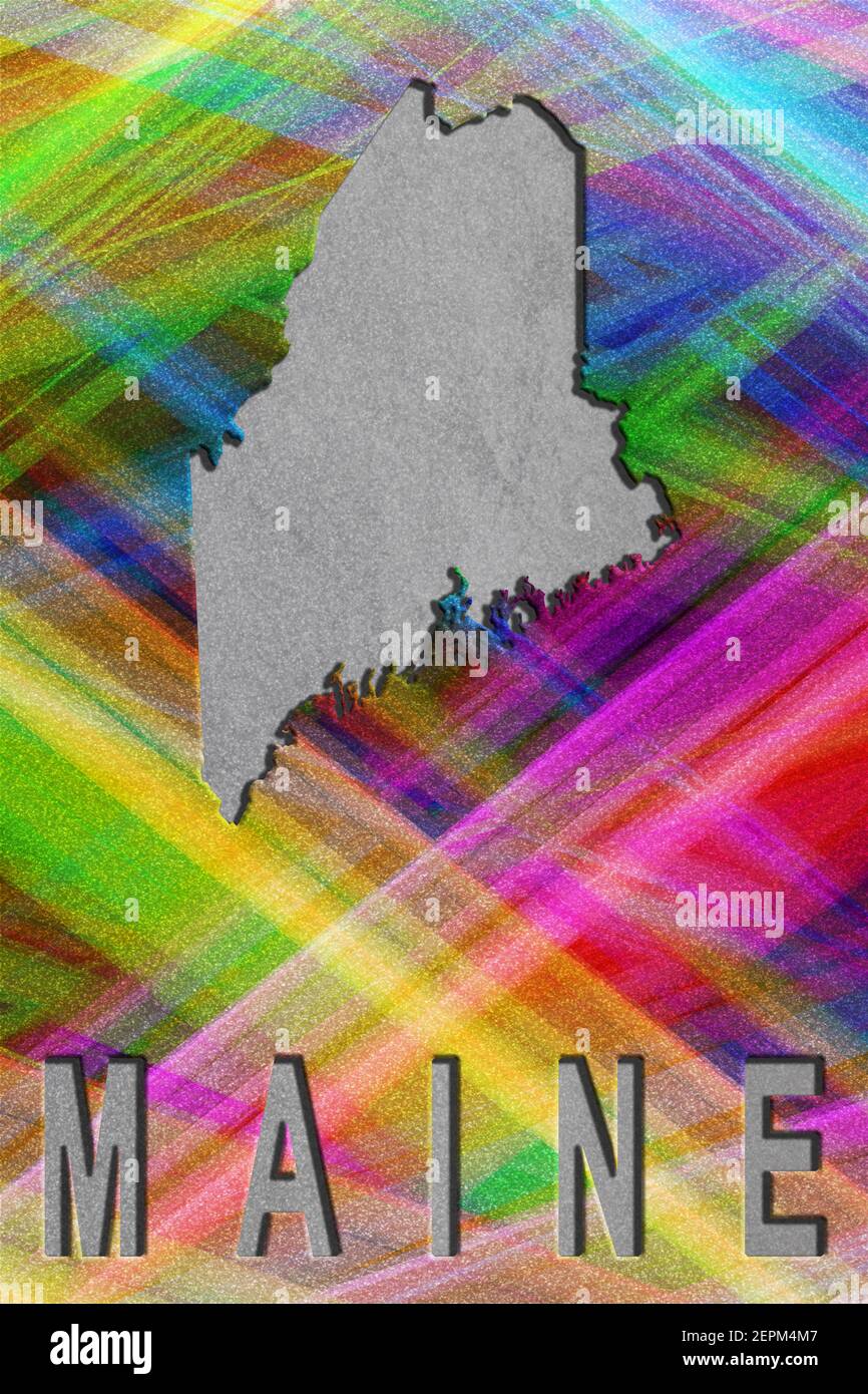 Map of Maine, colorful background, copy space Stock Photo