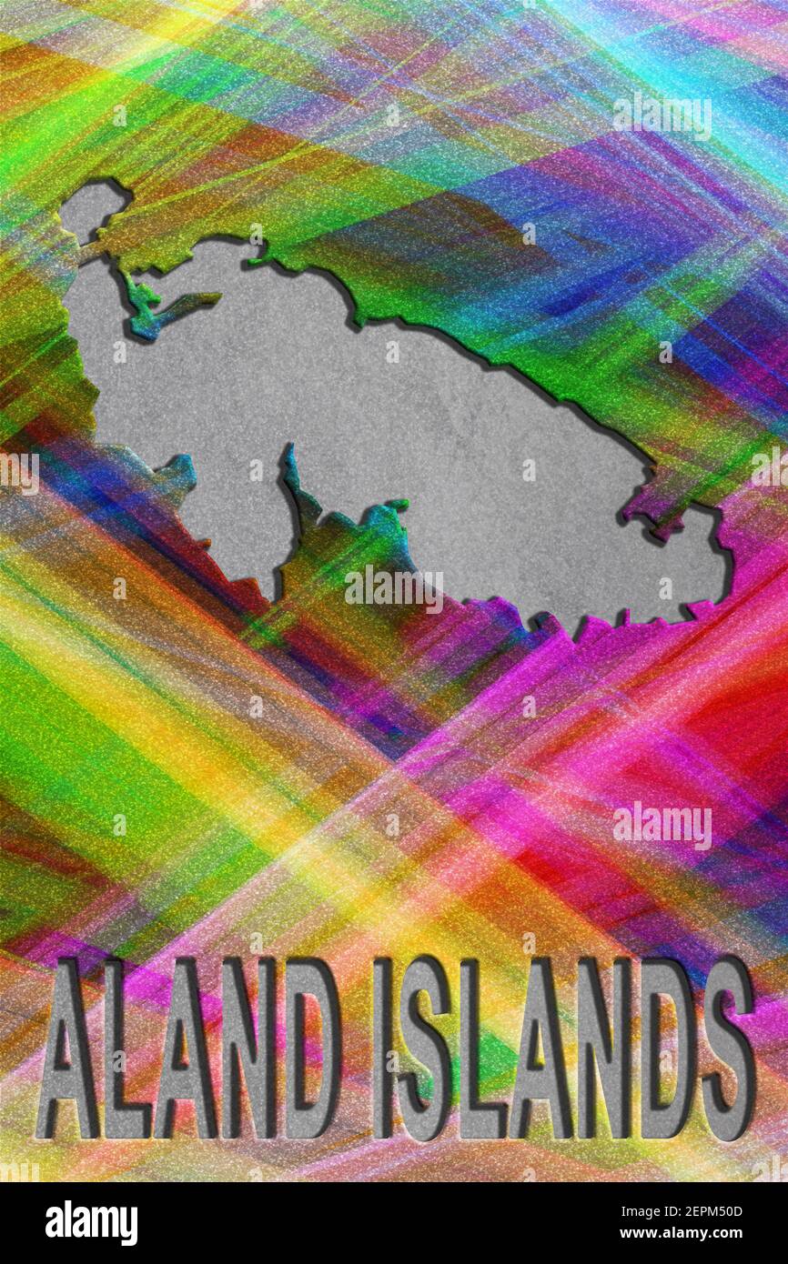 Map of Aland Islands, colorful background, copy space Stock Photo