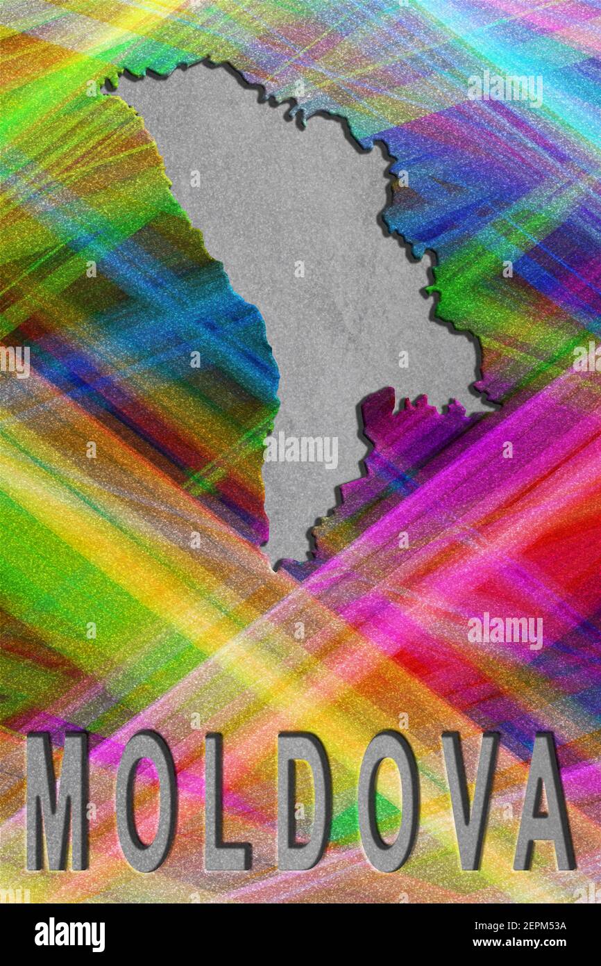 Map of Moldova, colorful background, copy space Stock Photo