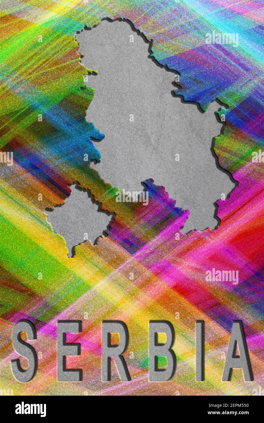 Map of Serbia Kosovo, colorful background, copy space Stock Photo