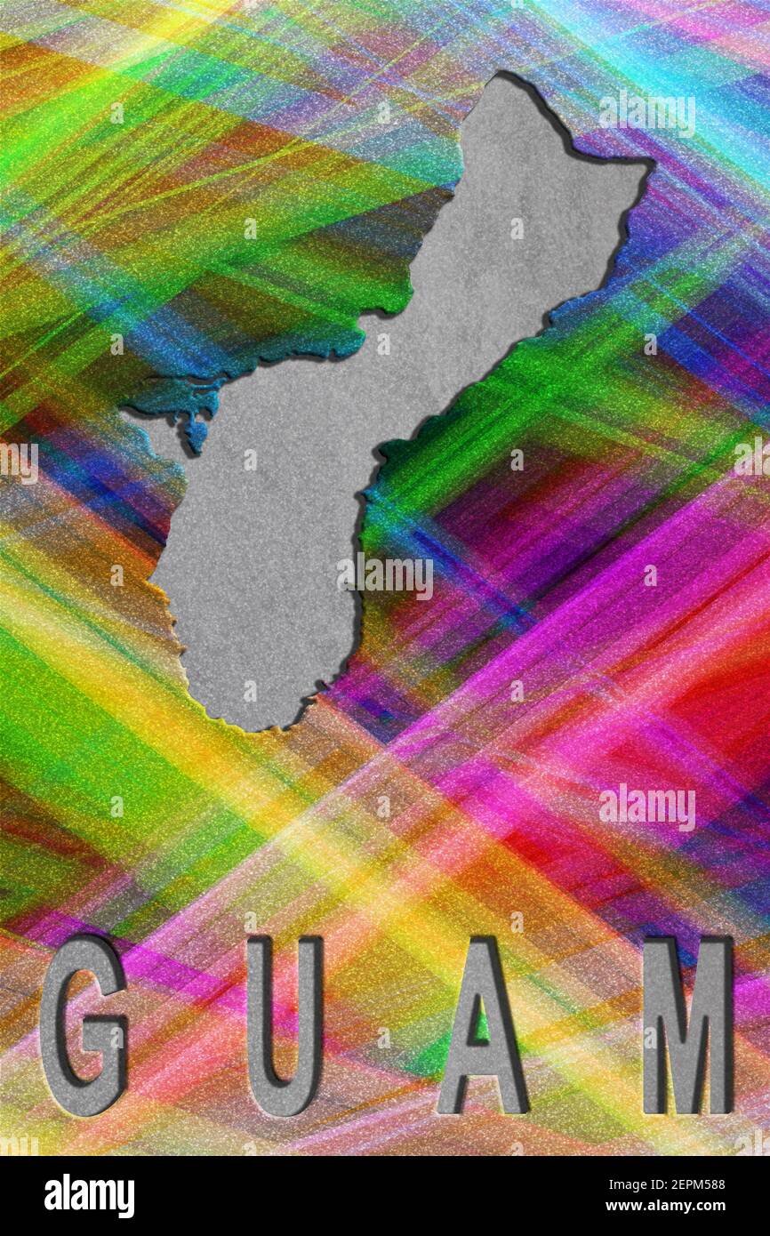 Map of Guam, colorful background, copy space Stock Photo