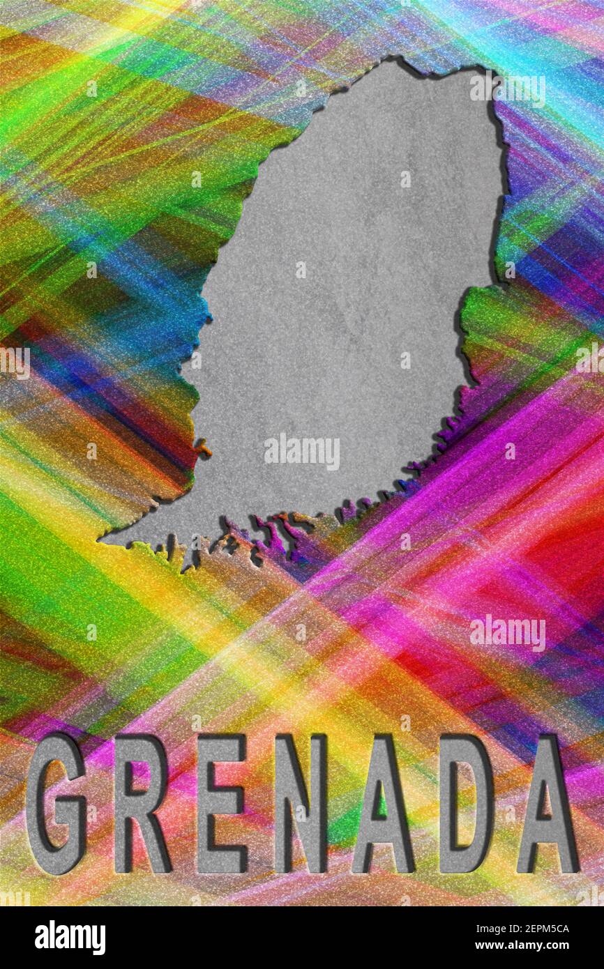 Map of Grenada, colorful background, copy space Stock Photo