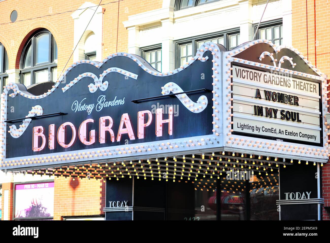 Chicago, Illinois, USA. The Biograph Theater in Chicago made famous as the location where criminal John Dillinger was shot by FBI agents in 1934. Stock Photo