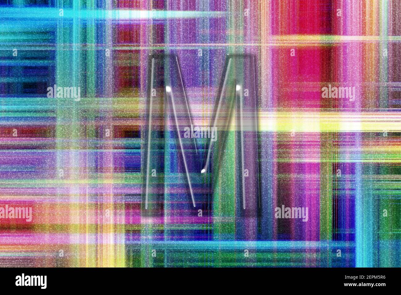 Mu sign. Mu letter, Greek alphabet Symbol, colorful checkered background Stock Photo