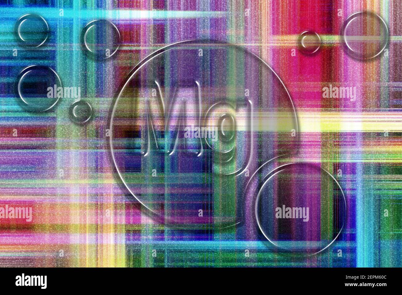 Element Mg Magnesium, Mineral Vitamin complex dietary supplement, colorful checkered background