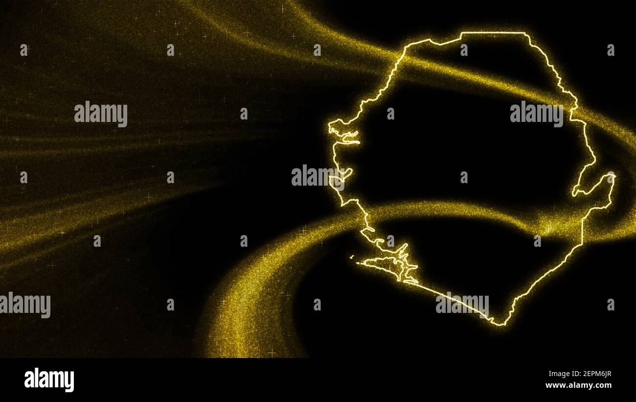 Map of Sierra Leone, Gold glitter map on dark background Stock Photo ...
