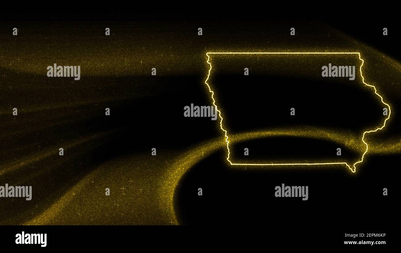 Map of Iowa, Gold glitter map on dark background Stock Photo Alamy